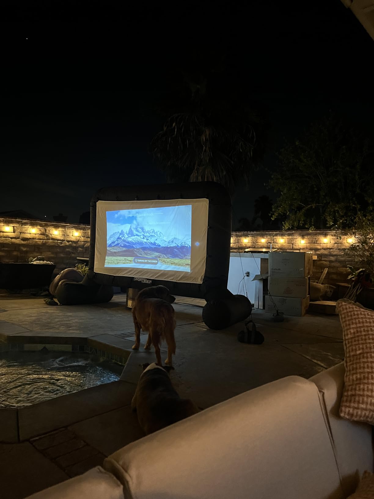 14 FT Inflatable Outdoor Movie Screen, Blow Up Projector Screen Outdoor with Air Blower, Movie Screens for Backyard with One Piece Design, Front & Rear Projection, Easy Set Up customer photo 1