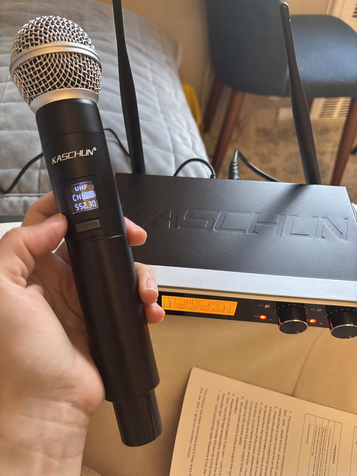 Wireless Microphone System, Fixed Frequency, Dual UHF Handheld Microphones, 200ft Long Range, Plug & Play, Cordless Microphone for Singing, Karaoke, DJ, Church, Wedding, Home KTV customer photo 1