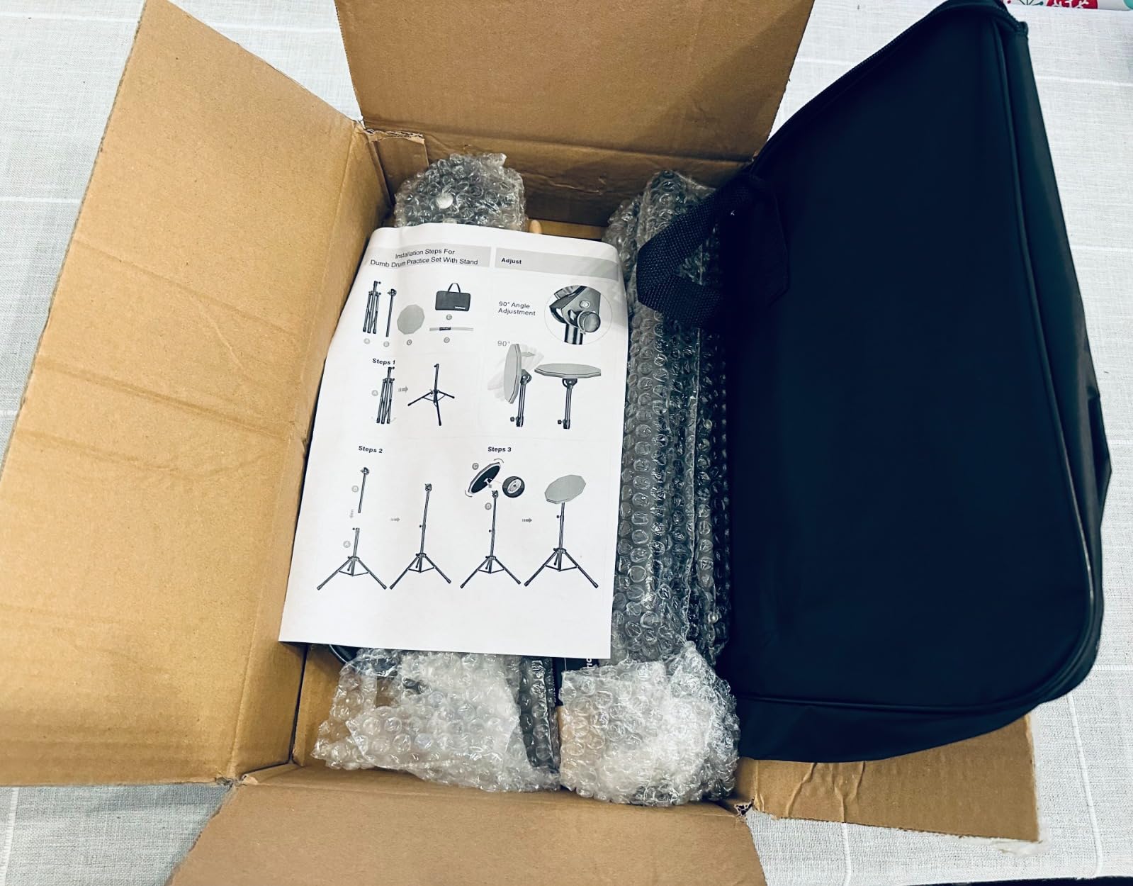 12 Inch Practice Drum Pad with Stand and Sticks, Beginner Snare Drum Pad with Drumsticks and Carrying Bag, Double Sided Silent Drum Pad (Blue) customer photo 1