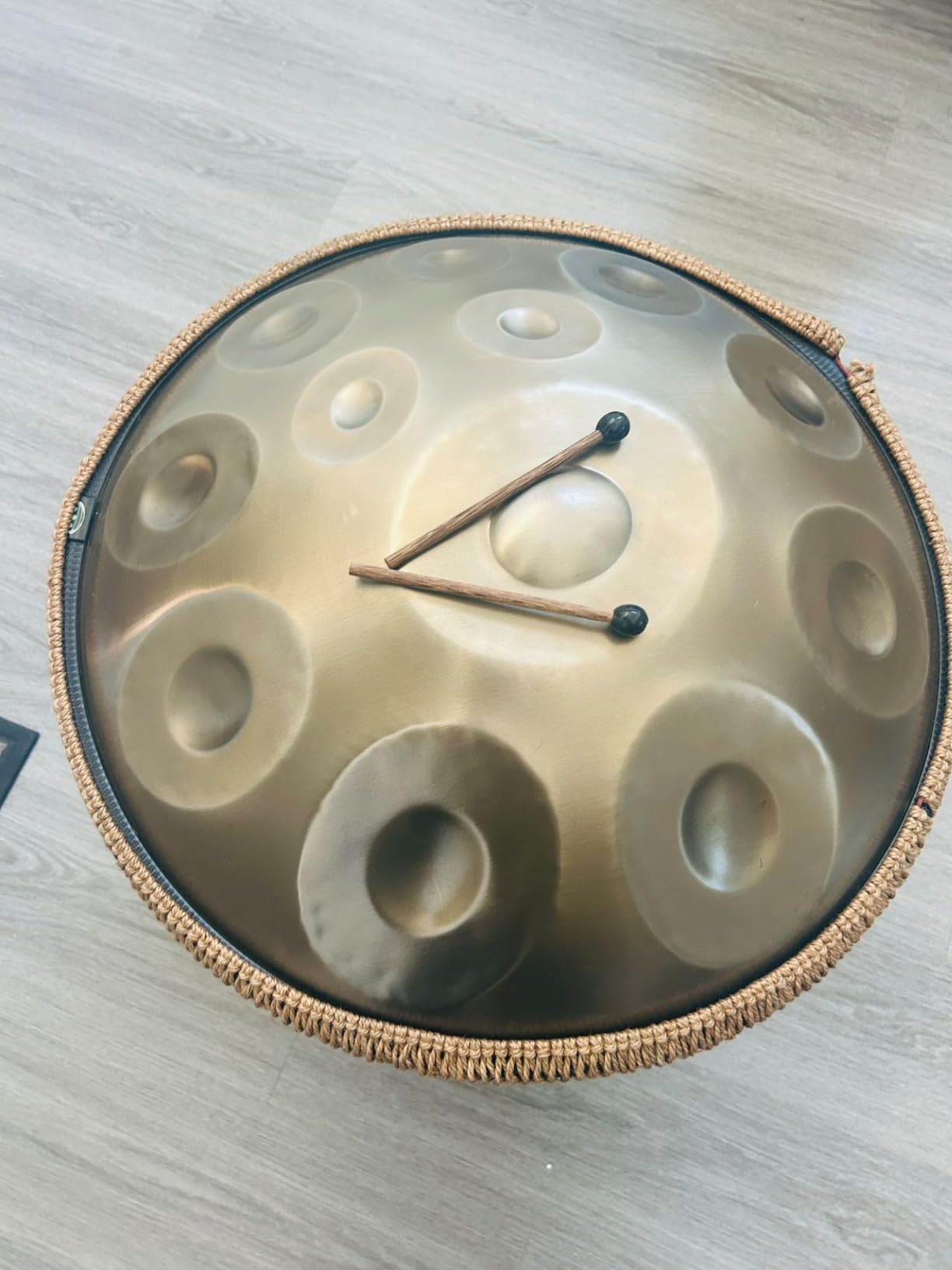 Handpan Drum - 22-Inch 10-Note D Kurd 440Hz - Hand Tuning Handpan - Includes Soft Bag, Mallets, Stand, Note Stickers, Cleaning Cloth - Artist Performance Video customer photo 1