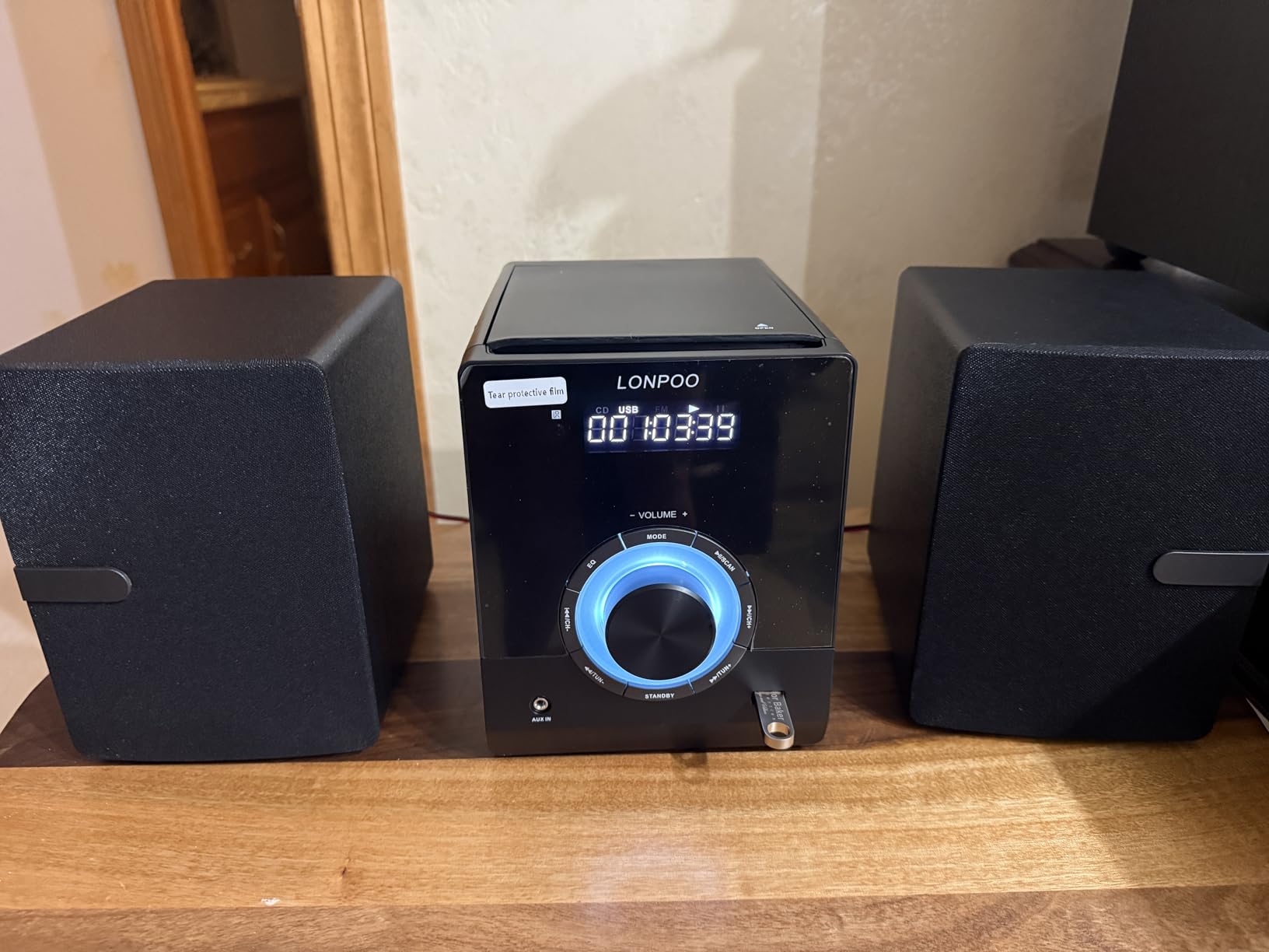 Compact Stereo System Speakers with CD Player, Bluetooth, FM Radio, Aux-in, USB-in, Earphone Jack, DSP-Tech, Remote, 30W Crisp-Sound Shelf Stereo System for Home (LP-886) customer photo 1