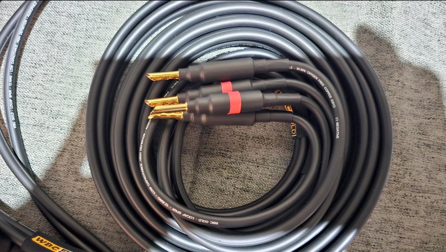 WORLDS BEST CABLES 25 Foot WBC-GOLD-LOCAP-SPKR-12 AWG - Low-Capacitance - Low-Inductance - High Purity OFC - Audiophile HiFi Speaker Cable Pair with Eminence Gold Banana Plugs customer photo 2