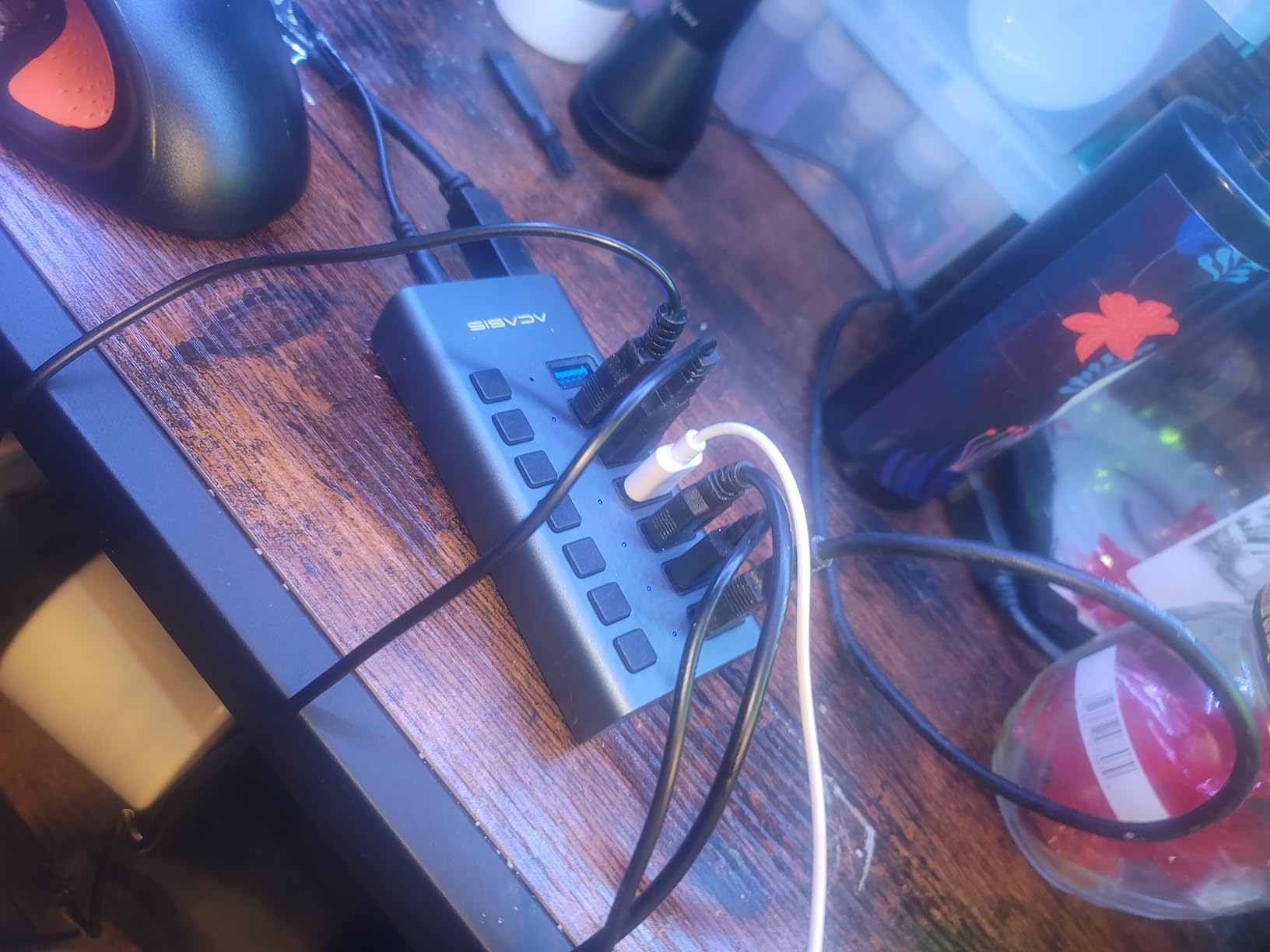 Powered USB 3.2 Hub, ACASIS 7 Ports USB 3.2 Hub with 10Gbps Data Speed, Aluminum Housing, USB Hub Powered with 24W Power Adapter, USB Hub for PC/Laptop, Computer, Flash Drive, Printer, Camera customer photo 1