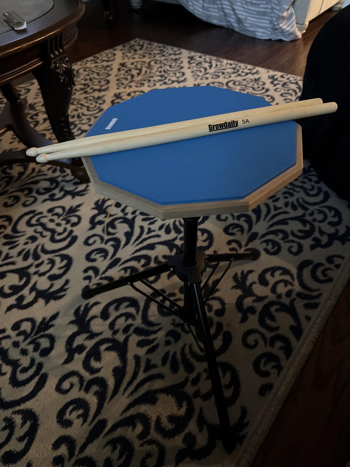 Drum Practice Pad Snare Drum Stand Set 12 In With Double Sided Silent Drum Pad, Drum sticks, Carrying Bag Adjustable Stand (Grey) customer photo 1