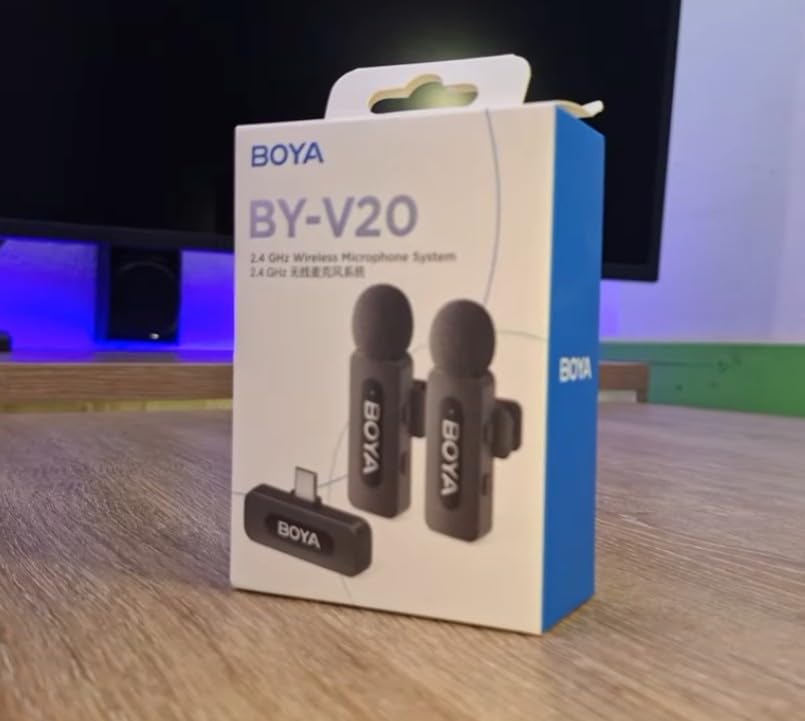 BOYA BY-V20 Wireless Microphones for iPhone 17/16/15 & Android/Laptop with USB-C Port, 328ft Range, 9H Battery Life, Noise Reduction Mini Mic Clip on Lapel Microphone Wireless for Video Recording customer photo 1