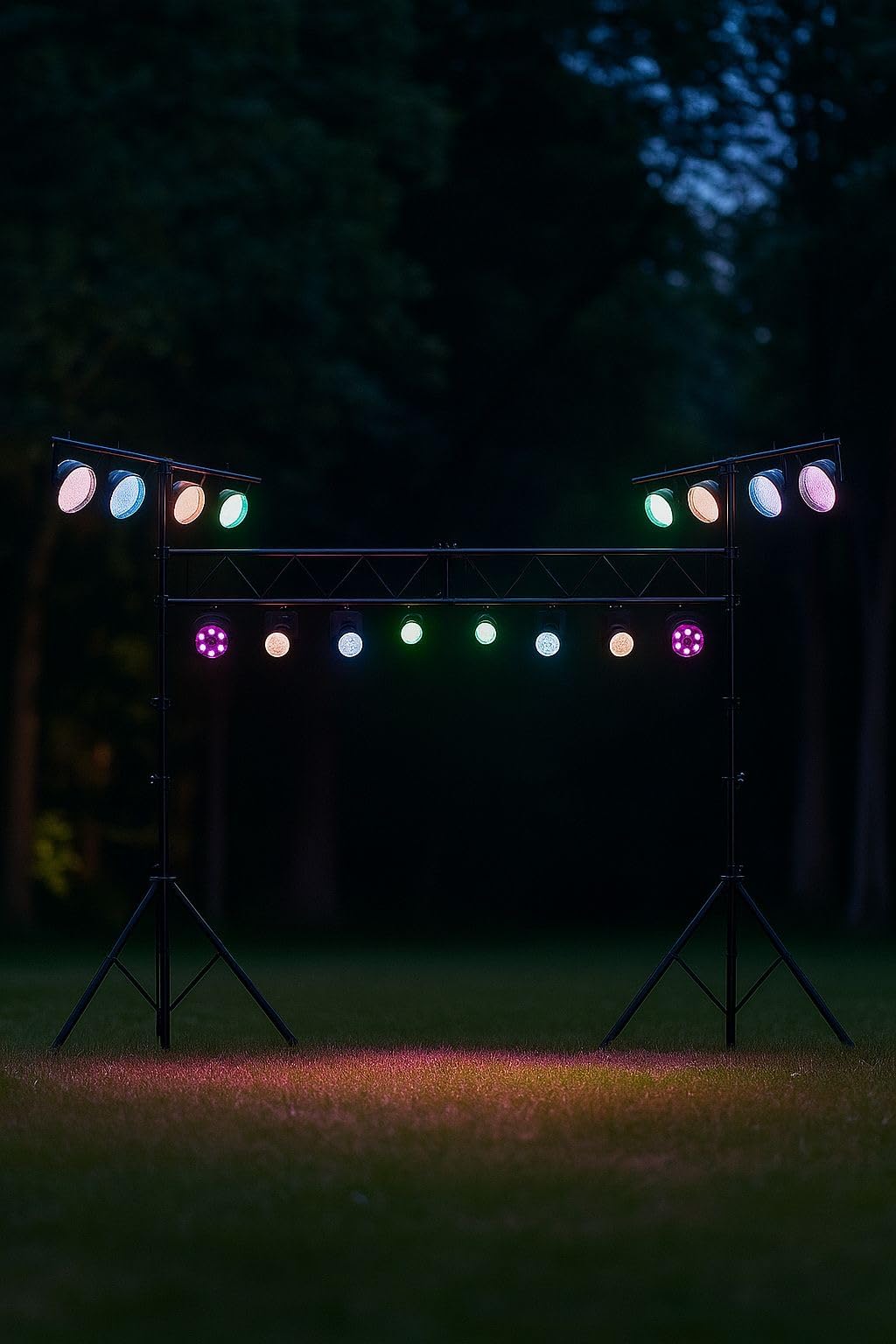 Goplus DJ Light Stand, 14FT Lighting Truss System with 32 Lights Hold 220LBS Capacity, 11-Level Adjustable Heights, T-Bar, Metal Stage Lighting Stand customer photo 1