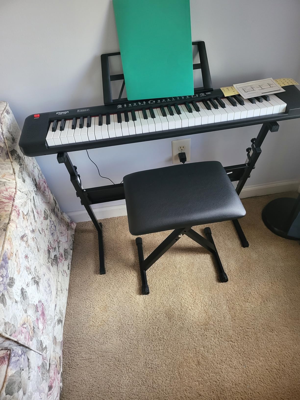 Ktaxon 61 Key Keyboard Piano Electric Keyboard with Lighted Keys | Electric Piano Set with Headphones, Microphone, Music Rest, Power Adapter, Stand, Piano Bench, Stickers & Manual(Full-Black) customer photo 2