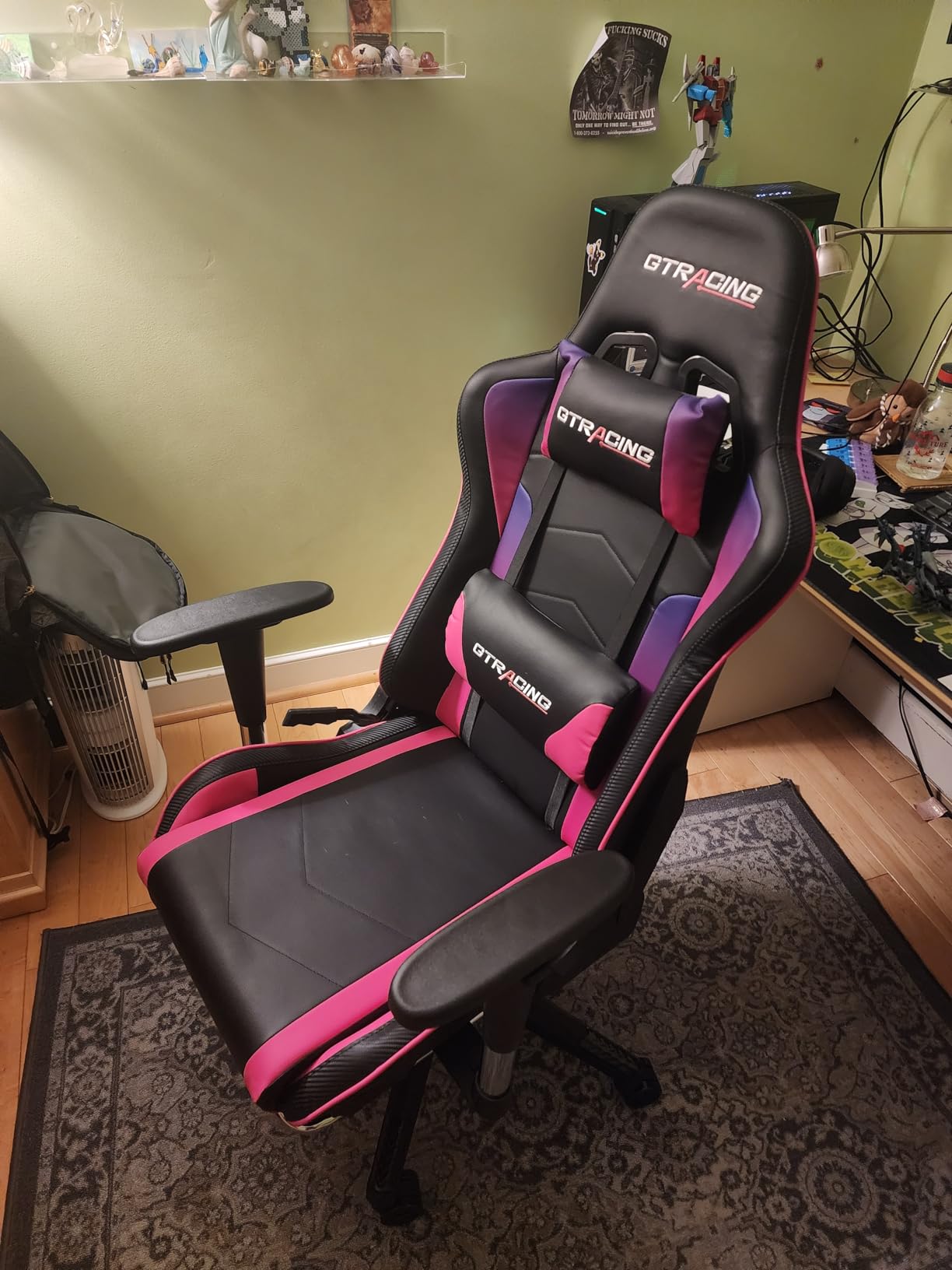 GTPLAYER Gaming Chair with Bluetooth Speakers, Adjustable Backrest and Height, 3D Armrests, Footrest, Ergonomic Computer Chair for Gamers (Brick Red) customer photo 1