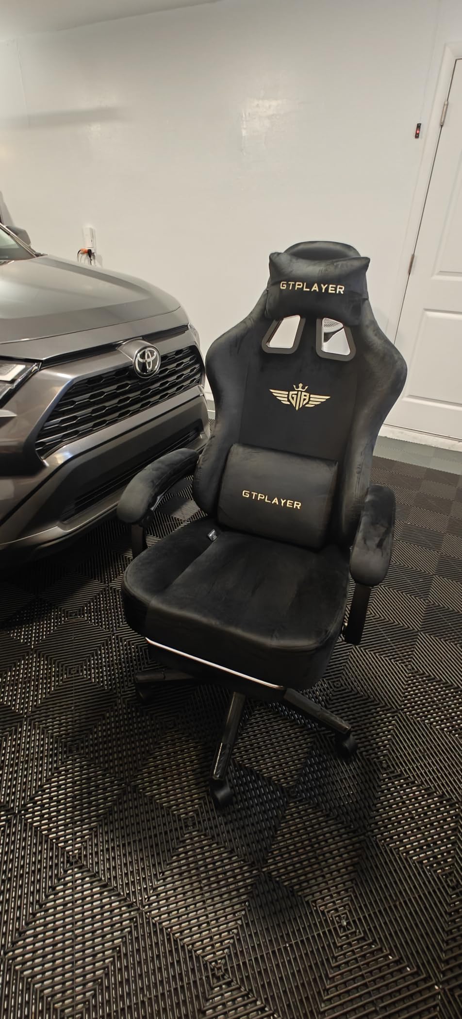 GTPLAYER Gaming Chair Fabric with Pocket Spring Cushion, Big and Tall Gamings Chairs 350LBS High Back Computer Chair with Footrest for Adults Lumbar Support Swivel Game Chair for Office Light Black customer photo 1