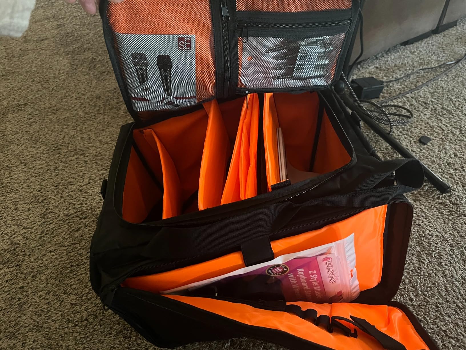 Large Rolling DJ Bag Built-in hard plastic With Detachable Trolley | Waterproof nylon Large Capacity 7 Detachable Divider & Padded Shoulder Strap, fit up to 15.6'' laptop customer photo 1