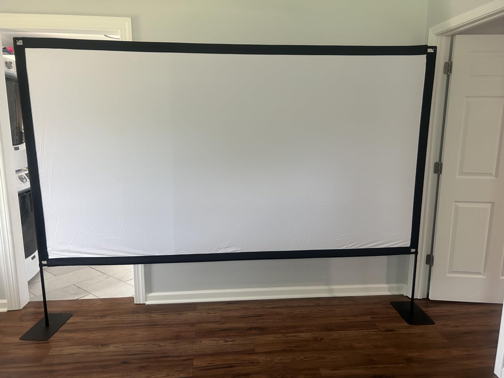 120inch Projector Screen with Stand: Portable Projector Screen Outdoor Indoor Front/Rear 16:9 4K HD with Carry Bag Sandbag - Movie Screen for Backyard Movie Night, Camping, Theater customer photo 1