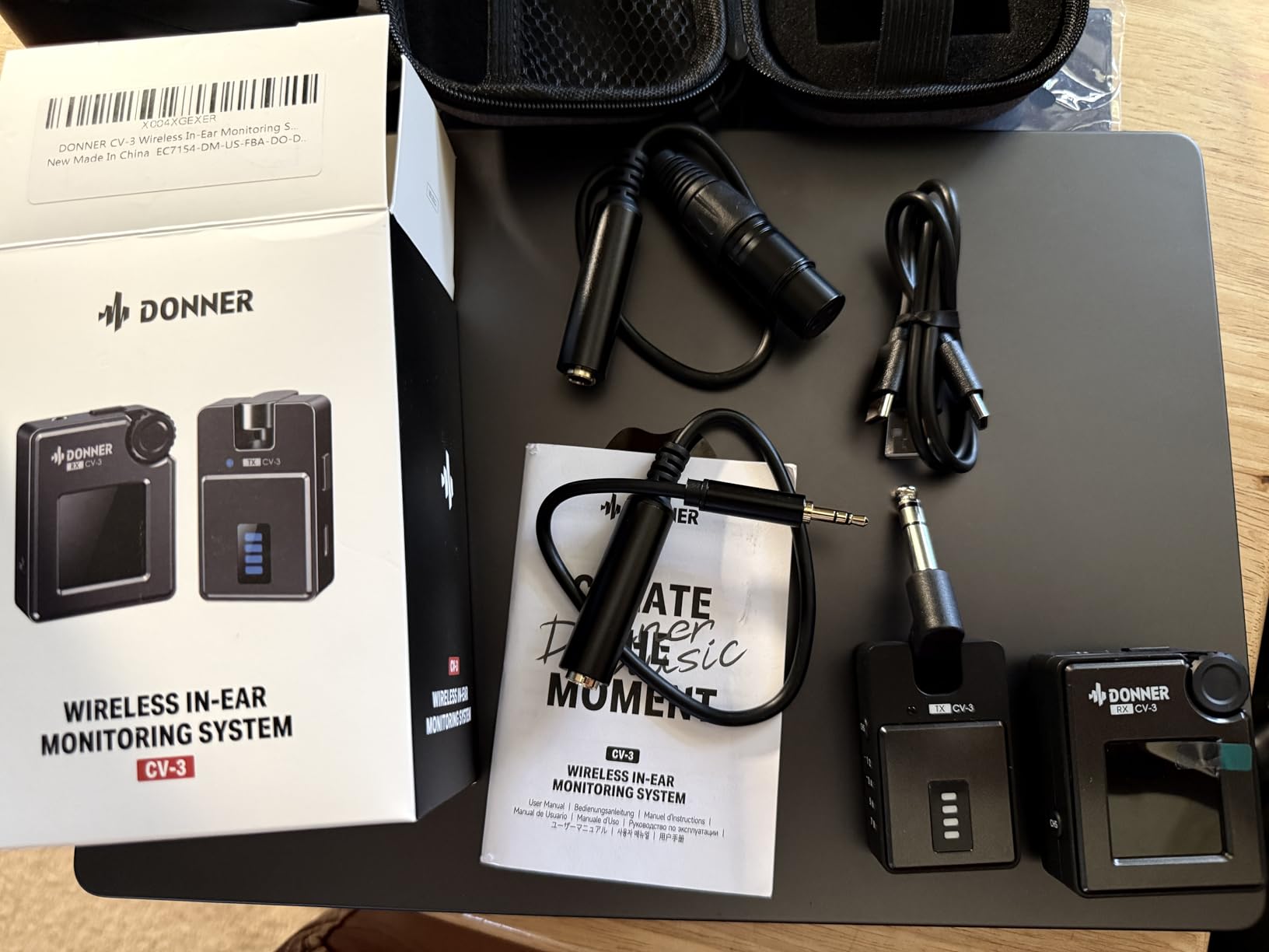 Donner Wireless in Ear Monitor System, Stereo IEM System with Transmitter, Beltpack Color Screen Receiver, 2.4G IEM Wireless for Band Rehearsal, Live Performance, Studio, CV-3 customer photo 2