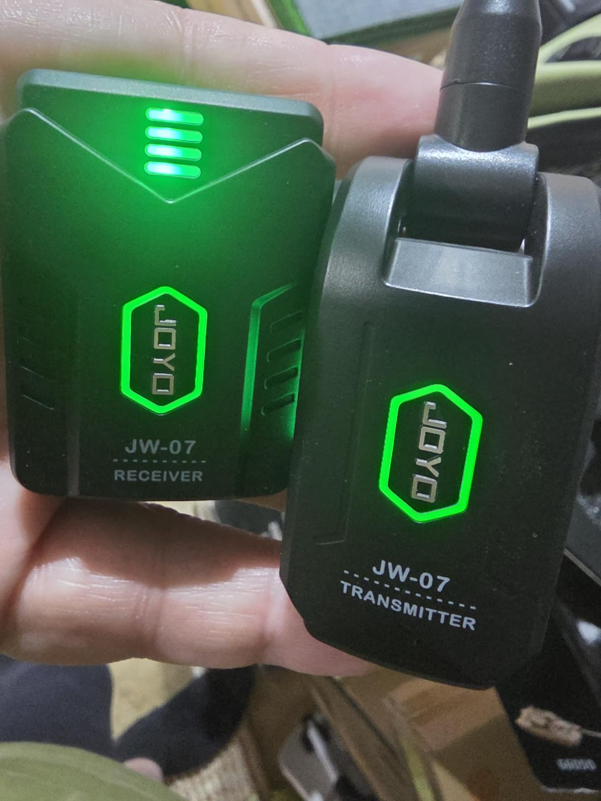 JOYO Wireless in Ear Monitor System Upgraded 2.4G Mono Rechargeable IEM Transmitter Clip on Receiver Auto Pairing for Singer Practice Rehearsal and Small Live Use (JW-07 New Version) customer photo 1