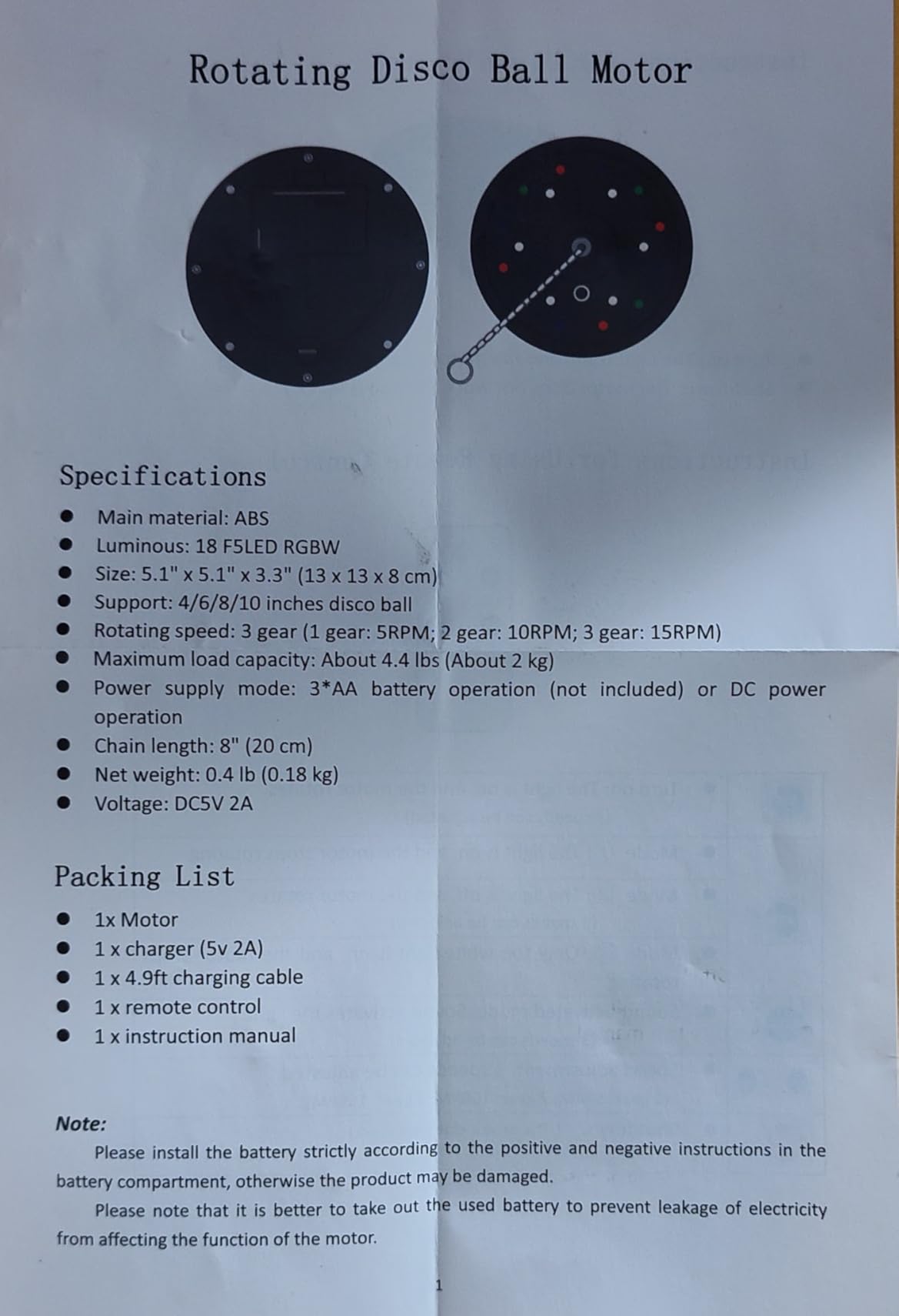 Rotating Disco Ball Motor with Remote: 0/5/10/15 RPM Mirror Ball Spinner | Battery Operated Hanging Disco Ball Spinner - Disco Balls Rotator with 18RGBW Led Light for 4 6 8 10 inch Disco Balls customer photo 2