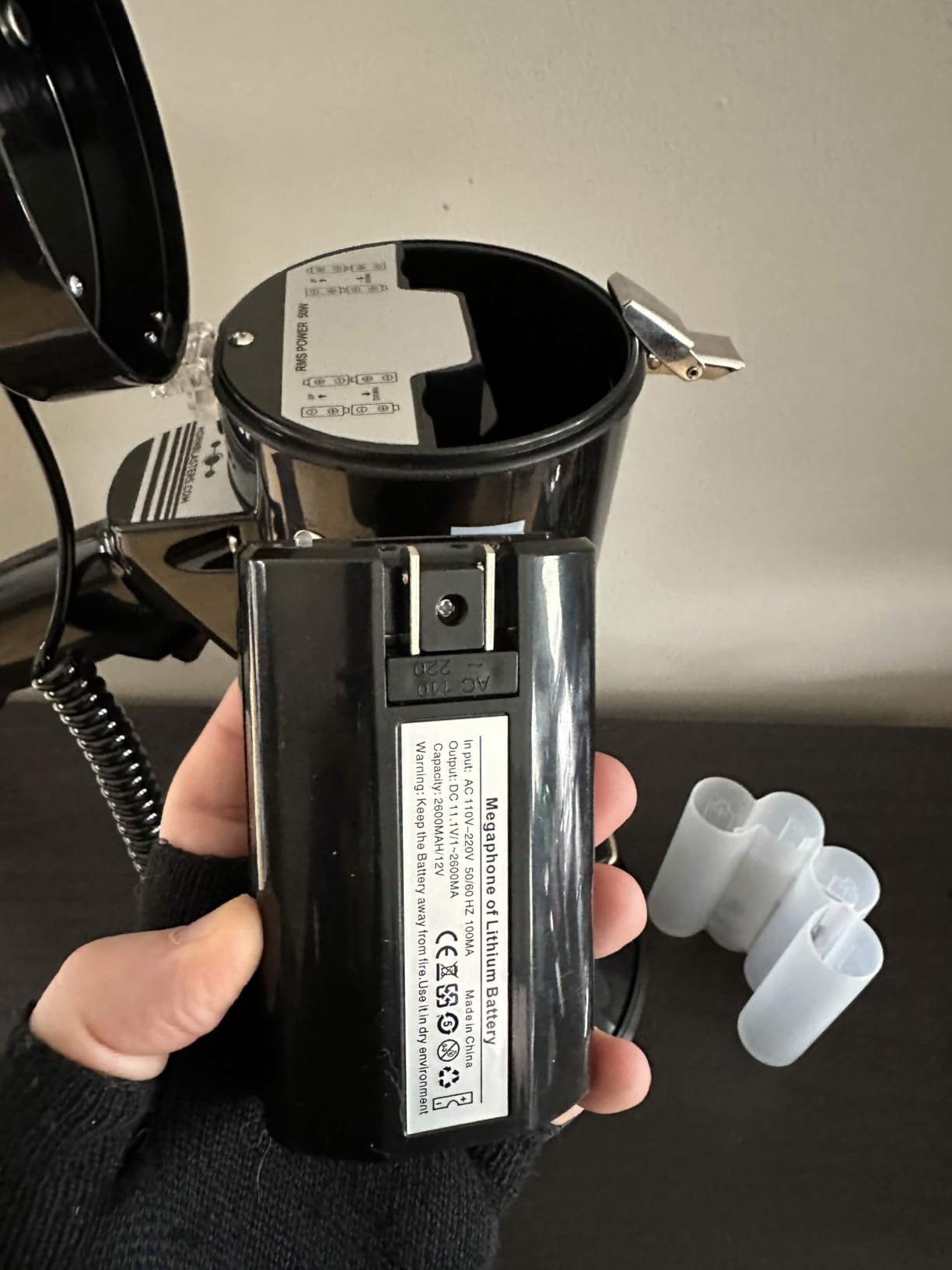 HornBlasters 100 Watt Megaphone with Sirens & Bluetooth Audio - Police & Air Raid Sirens, Bluetooth + USB, Record & Loop Playback, Rechargeable Battery, Shoulder Strap Included customer photo 1