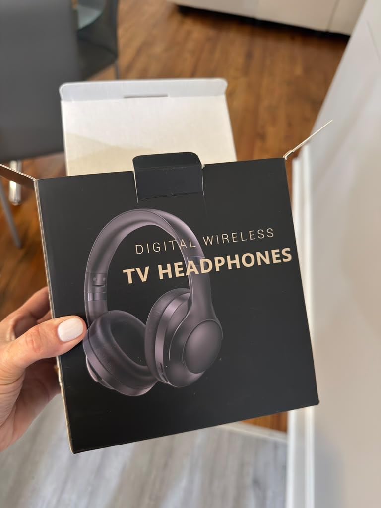 Wireless TV Headphones with Transmitter for Seniors, 2.4GHz 22ms Low Delay, Dual-Link Phone Sync, Individual Volume Control, Universal Compatibility (Optical, RCA, AUX, USB) customer photo 1