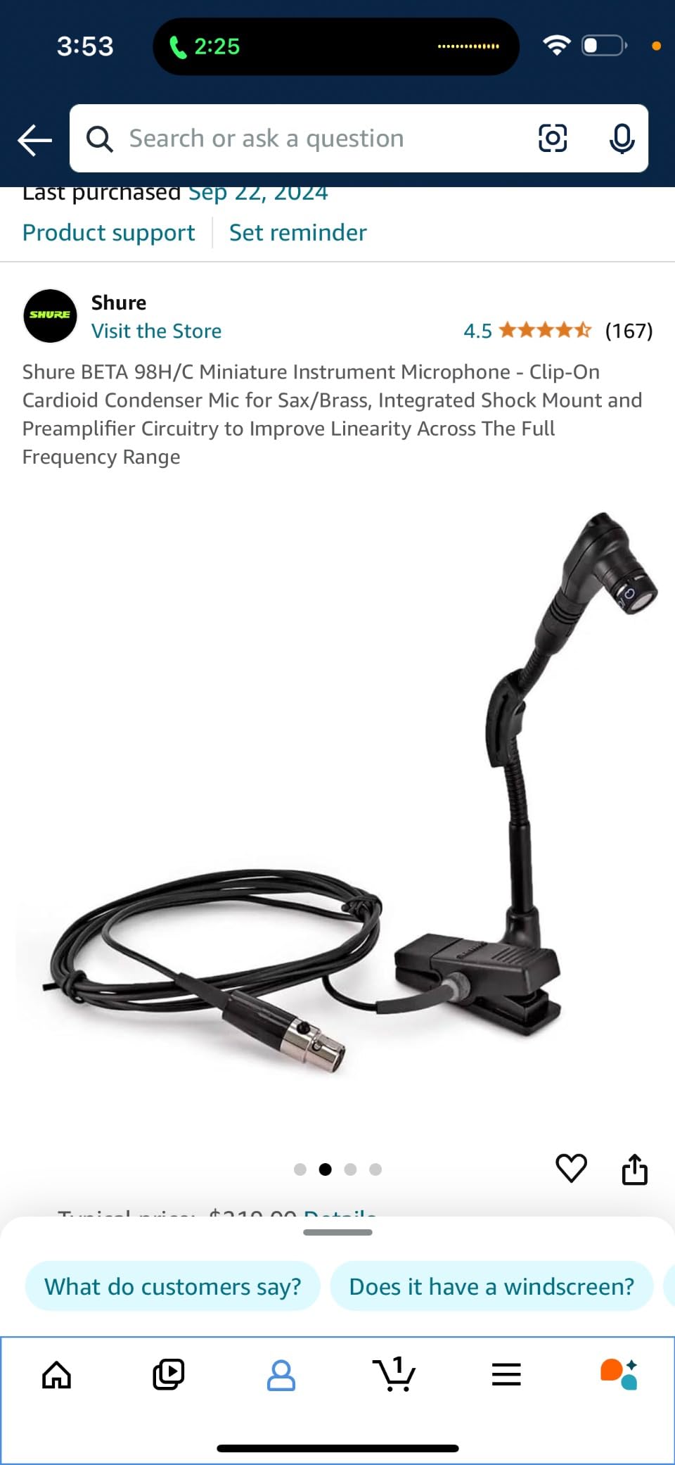Shure Wired BETA 98H/C Microphone - Miniature Instrument Mic with Wired XLR Connector customer photo 2