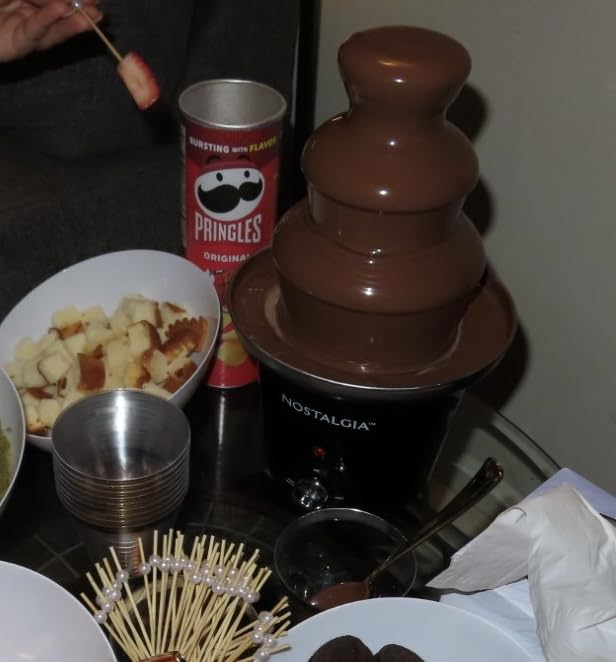 Nostalgia 3 Tier Electric Chocolate Fondue Fountain Machine for Parties - Melts Cheese, Queso, Candy, and Liqueur - Dip Strawberries, Apple Wedges, Vegetables, and More - 24-Ounce - Black, Small customer photo 1