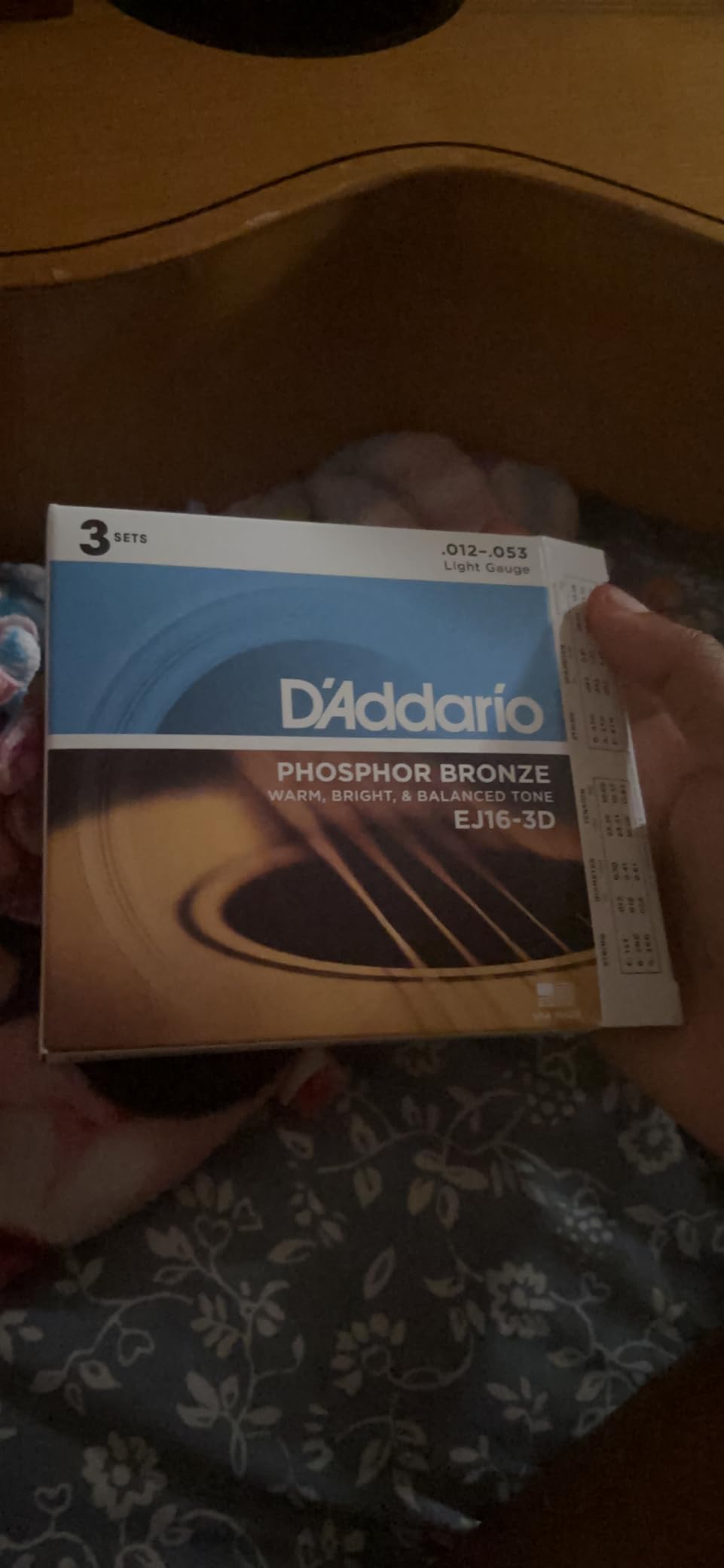 D'Addario EJ16-3D Phosphor Bronze Acoustic Guitar Strings 12-53, 3 Sets customer photo 2