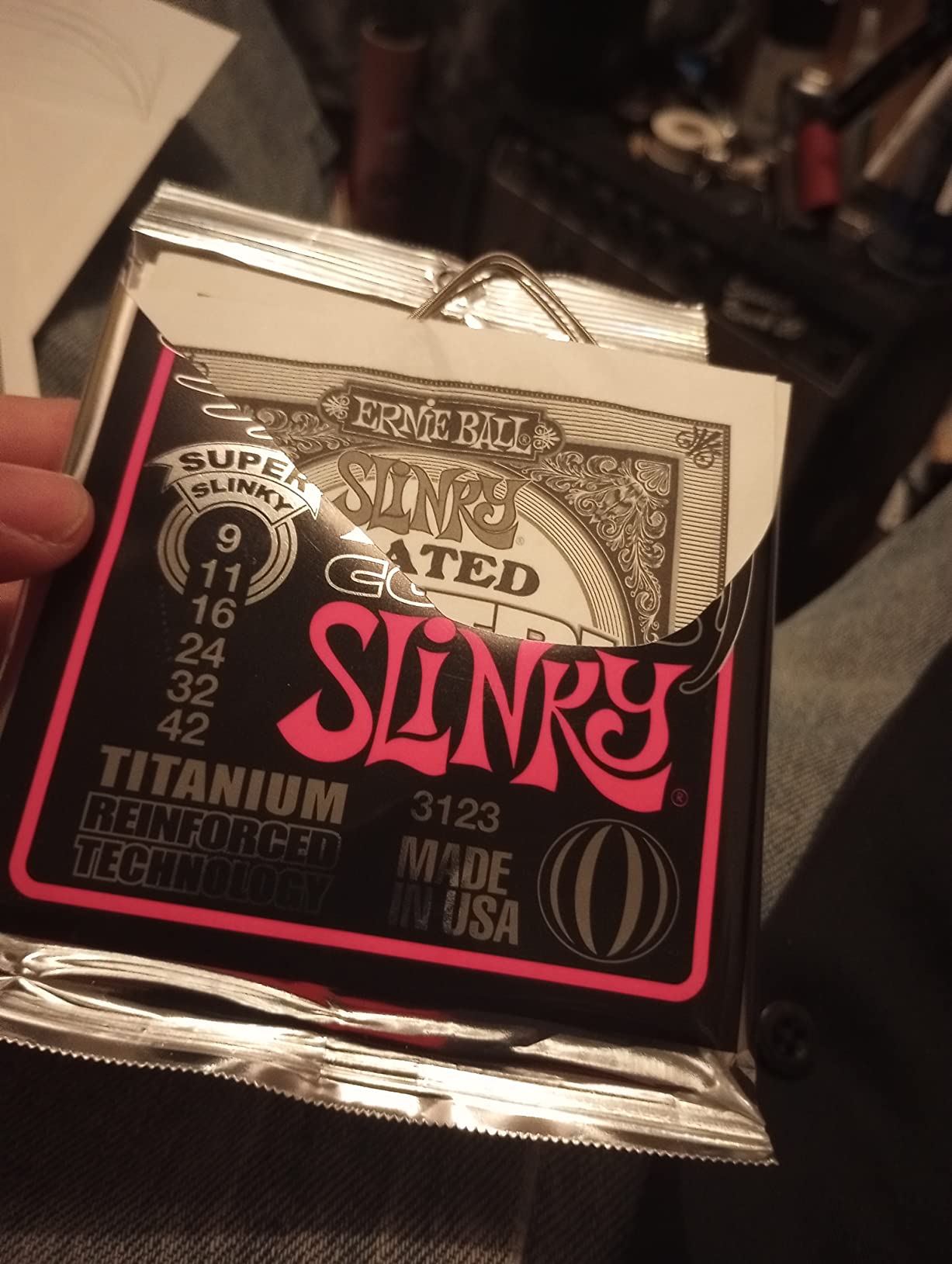 Ernie Ball Regular Slinky Coated Titanium Electric Guitar Strings, 10-46 Gauge (P03121) customer photo 2