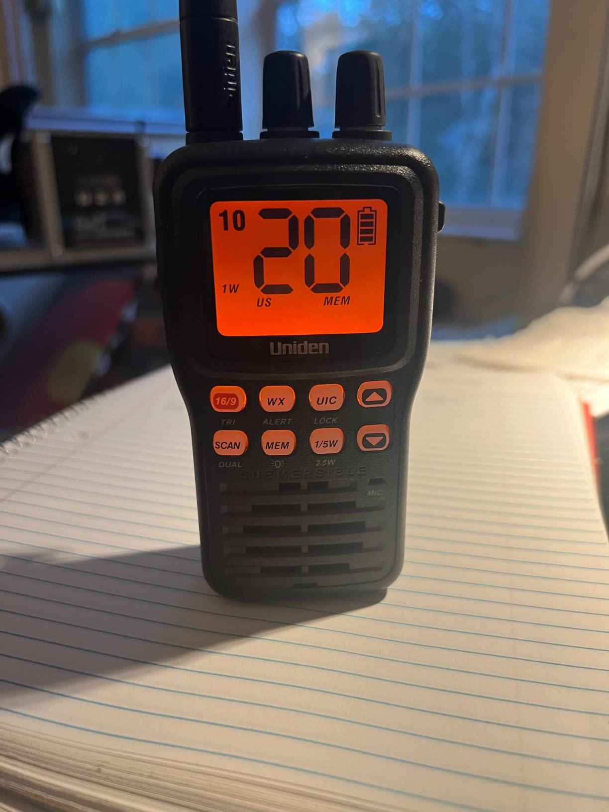 Uniden MHS75 Waterproof Handheld 2-Way VHF Marine radio, Submersible, Selectable 1/2.5/5 Watt Transmit Power. All USA/International and Canadian Marine Channels - Color Black customer photo 2