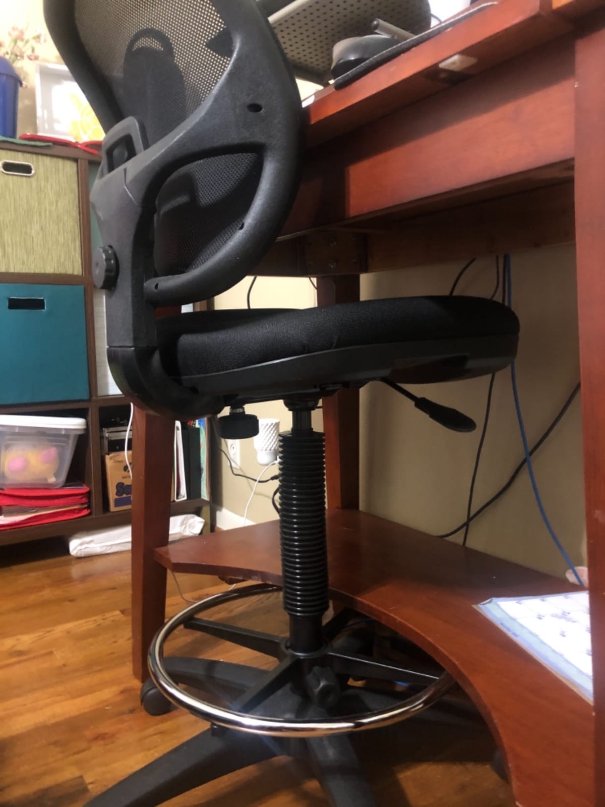 Office Star DC Series Deluxe Breathable Mesh Back Ergonomic Drafting Chair with Lumbar Support and Adjustable Footring, Black Fabric customer photo 1