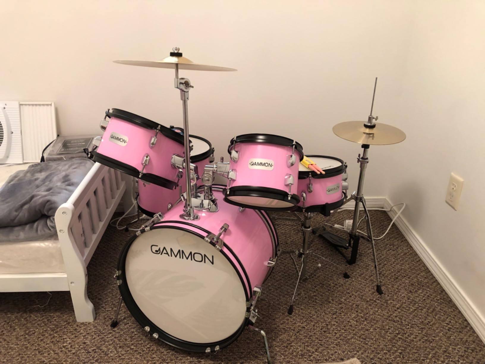 Gammon Percussion 5-Piece Kids Drum Set, Complete Junior Drum Kit with Cymbals, Hardware, Sticks, & Throne - Blue customer photo 1