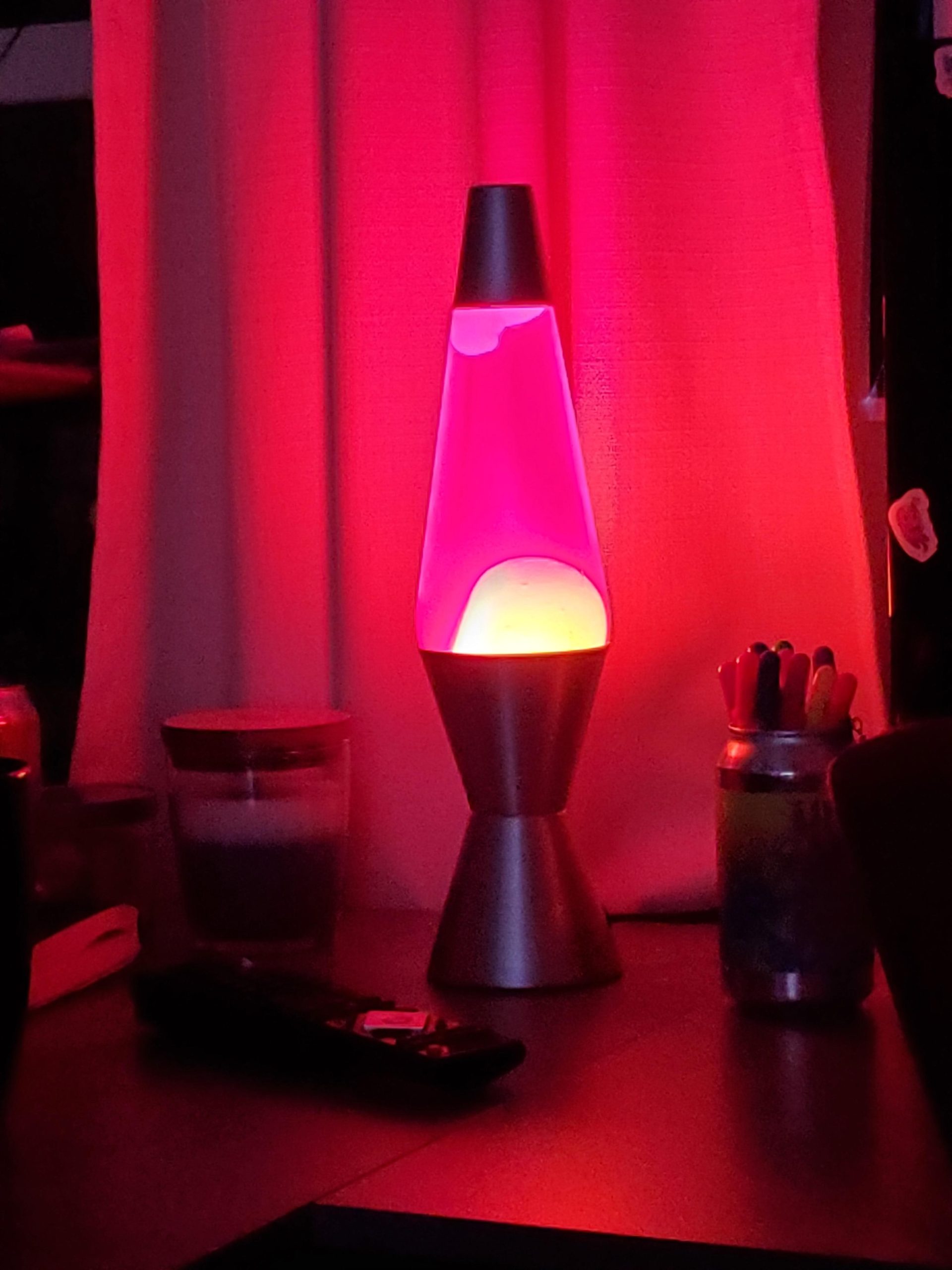 14.5-Inch Silver Base Lava Lamp with Purple Wax in Blue Liquid - 2118 customer photo 2