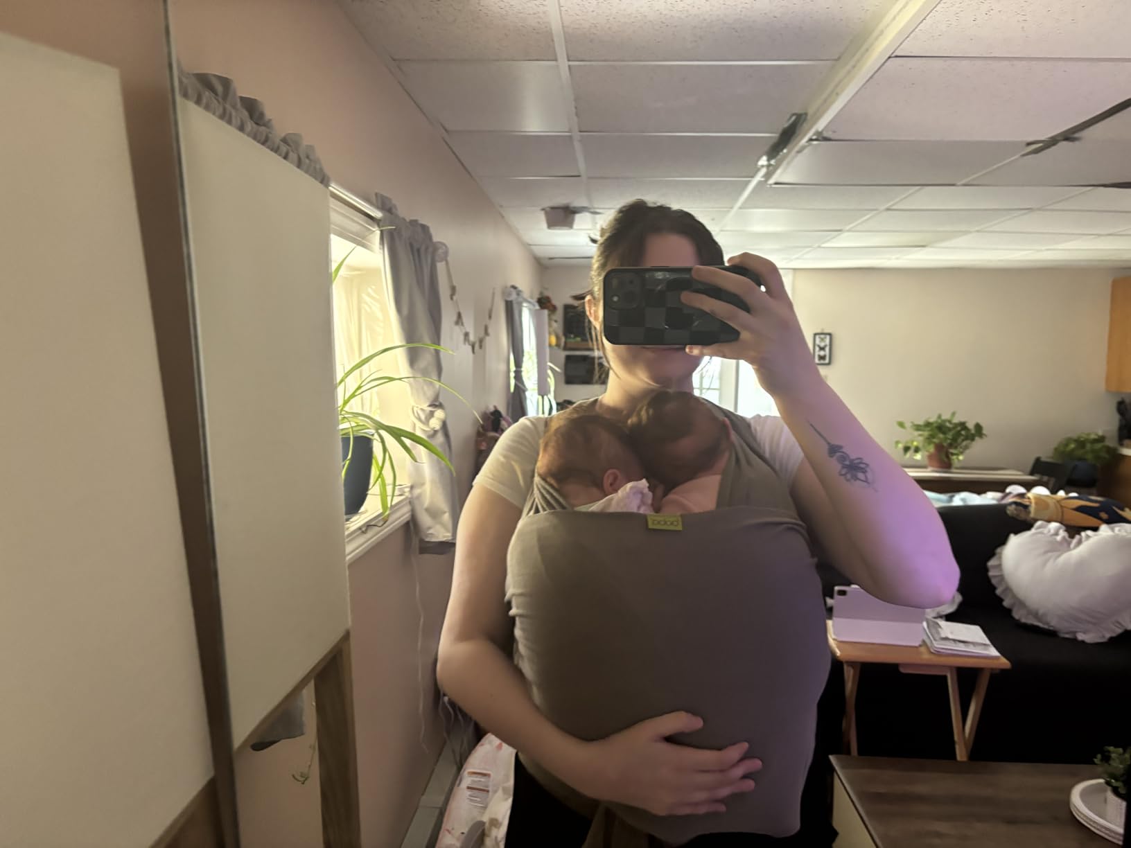 Boba Baby Wrap Carrier - Stretch Cotton Newborn Sling, Grey | Breathable, Hands-Free Babywearing Carrier Wrap; ergonomic, secure hold for newborn to toddler 7-35 lbs. customer photo 1