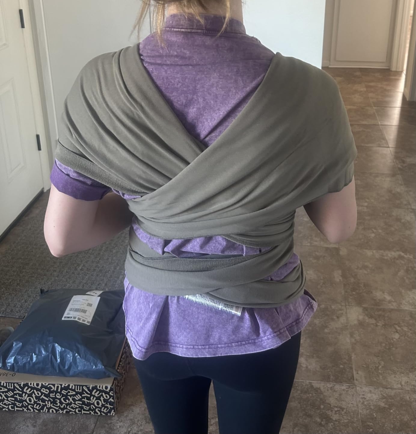 Boba Baby Wrap Carrier - Stretch Cotton Newborn Sling, Grey | Breathable, Hands-Free Babywearing Carrier Wrap; ergonomic, secure hold for newborn to toddler 7-35 lbs. customer photo 2