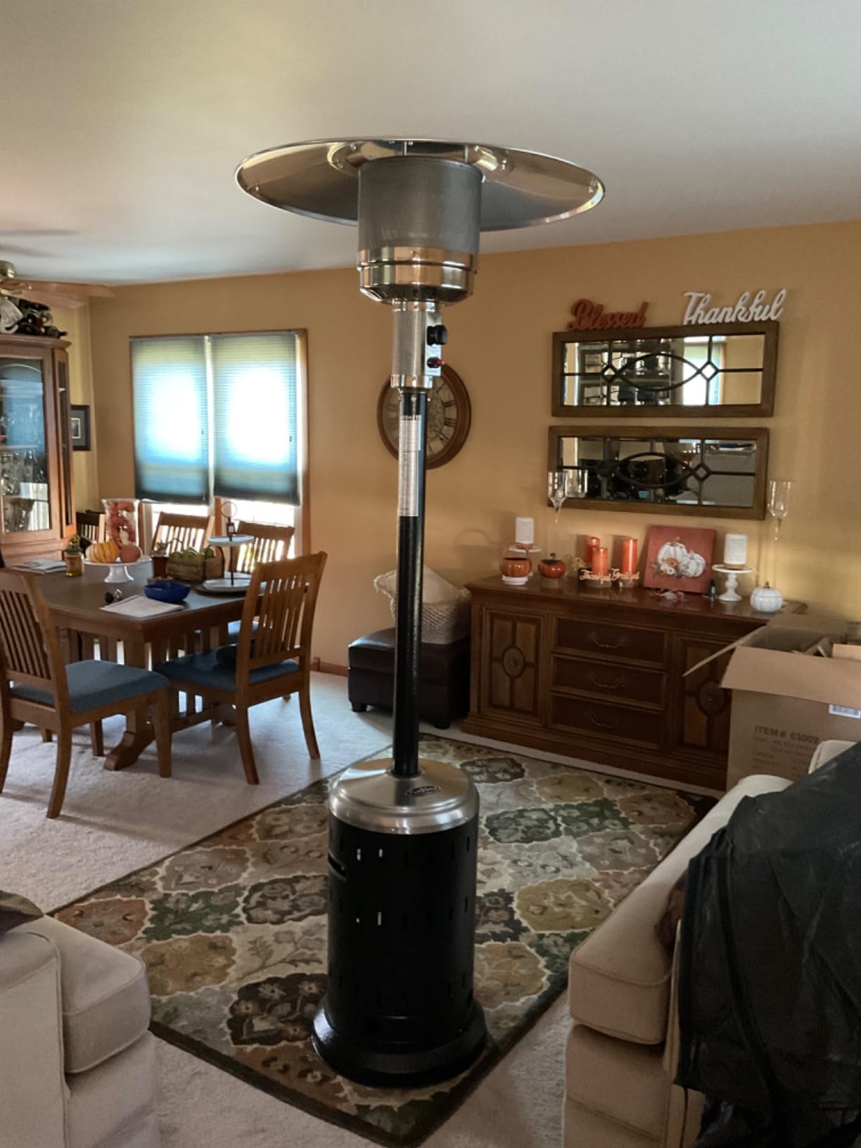Fire Sense 61130 Patio Heater with Wheels, 48,000 BTU, Aqua Blue | Electronic Ignition System, Portable Outdoor Propane Heater, All Seasons customer photo 1