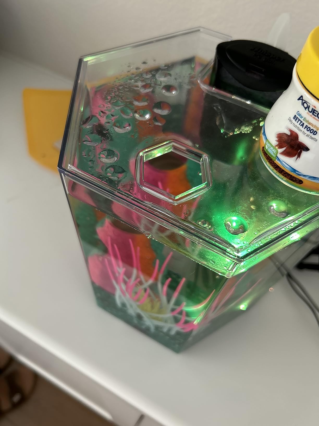 Tetra Bubbling LED Aquarium Kit 1 Gallon, Hexagon Shape, With Color-Changing Light Disc customer photo 1
