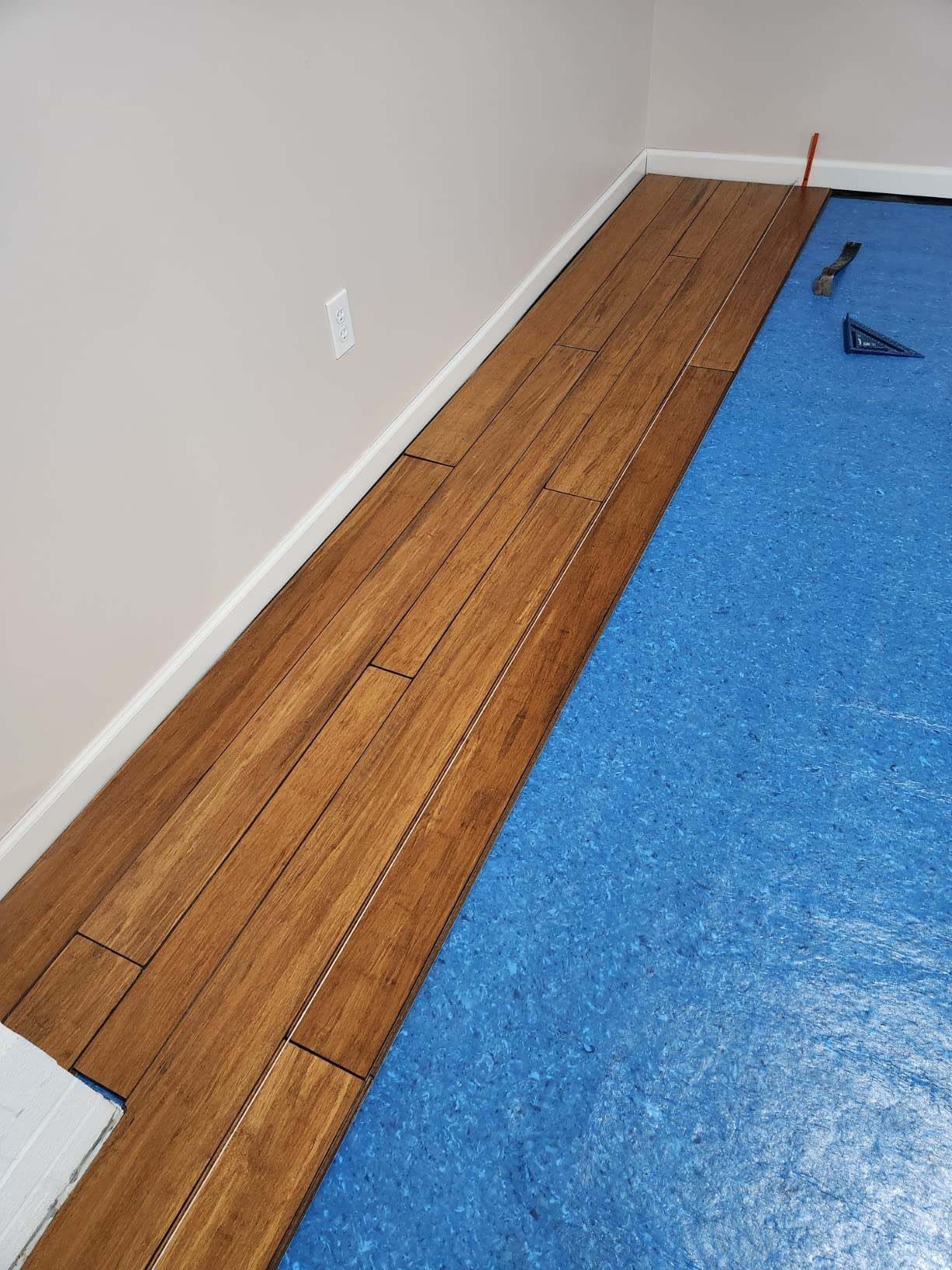 QuietWalk Underlayment 100 sq ft - 3 mm Thick - for Laminate & Hardwood Floors - Approved for Pre-Attached Pad - Recycled Fiber - Floating Install - Sound & Moisture Barrier - Made in USA customer photo 1