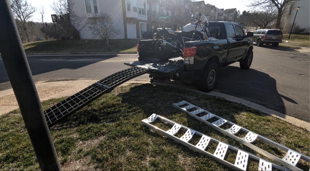 10' ATV Loading Ramps, 1,200 lb, Titan Ramps | Aluminum loading ramps for pickup trucks foldable, lightweight with serrated crossbars customer photo 1