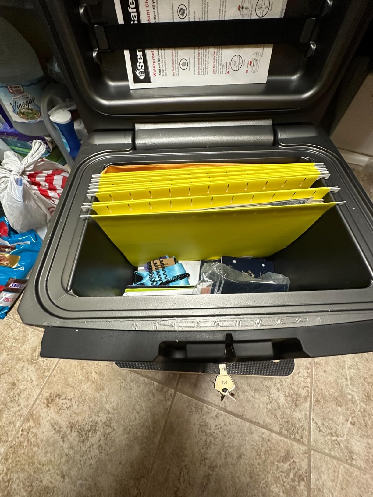 SentrySafe Black Fireproof and Waterproof Safe, File Folder and Document Box with Key Lock, 14.3 x 15.5 x 13.5 inches, HD4100 customer photo 1