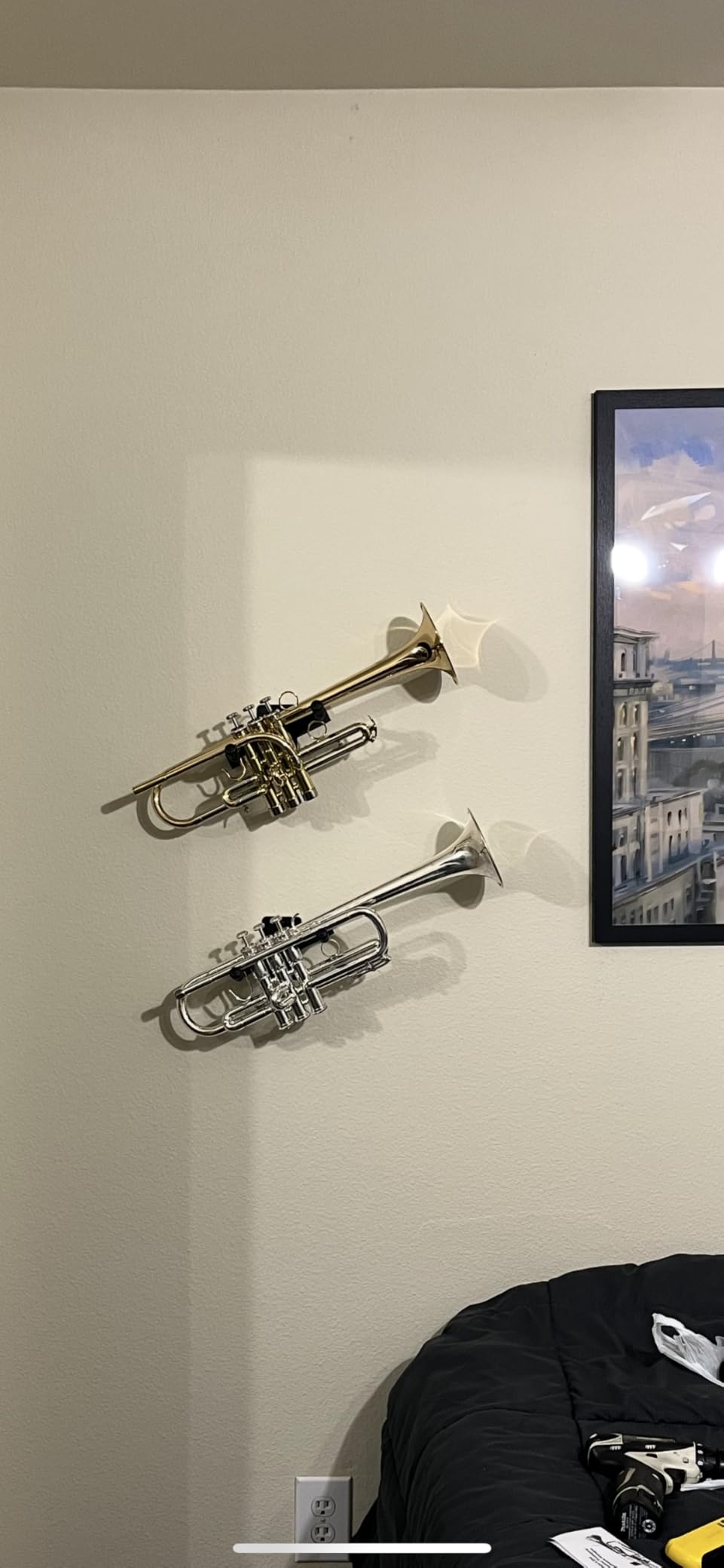 String Swing Horizontal Wall Mount Trumpet Holder - Stand for All Trumpets Including Piccolo and Pocket - Made in USA customer photo 1