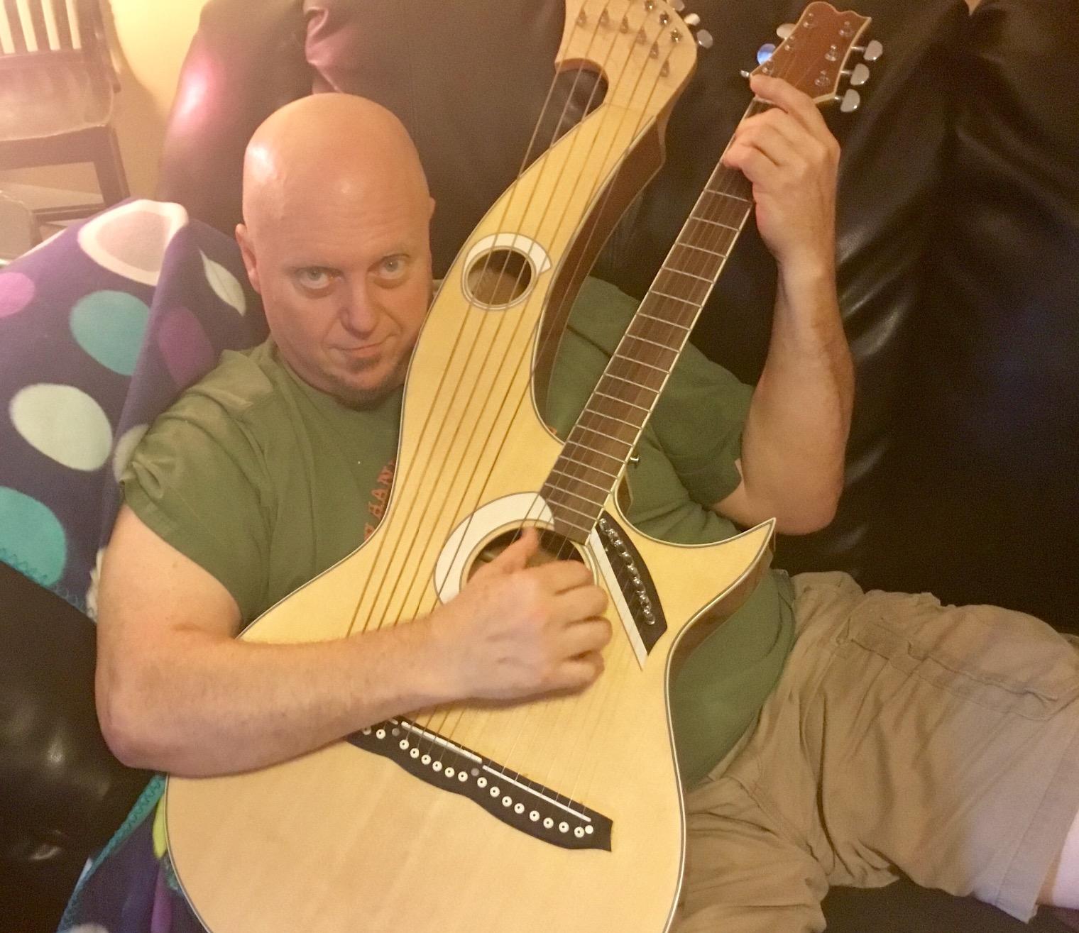 Ktone Harp Guitar, Acoustic Electric Double Neck Guitar with Padded Gig Bag customer photo 1