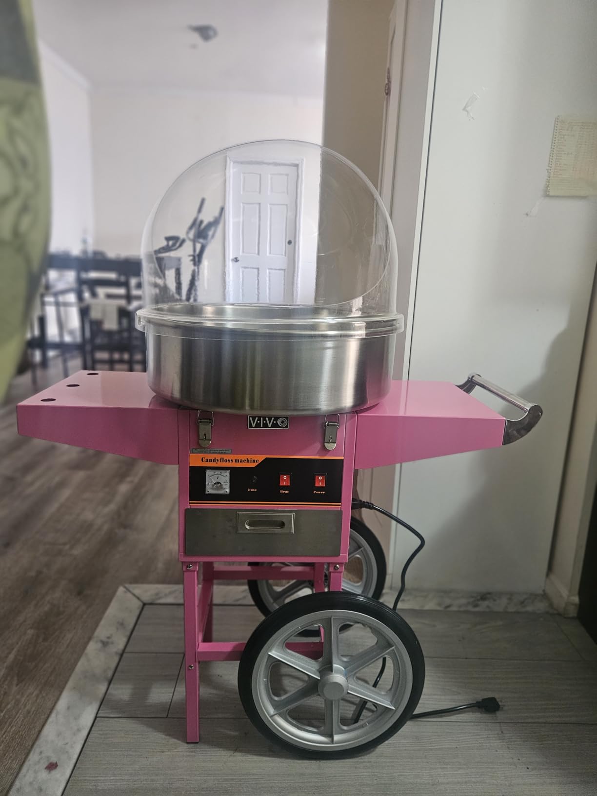 VIVO Pink 1030W Electric Cotton Candy Machine Cart, CANDY-V002 | Mobile Rolling Candy Floss Maker with 20 in Stainless Steel Bowl Sugar Scoop and Drawer, Easy Home or Commercial Use customer photo 1