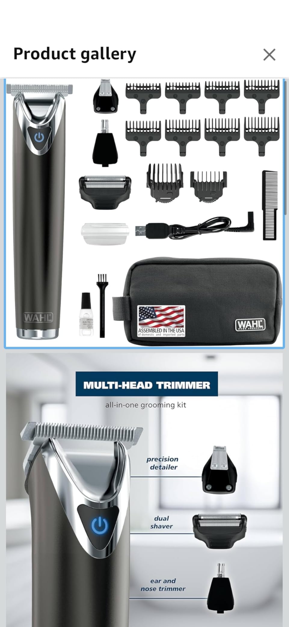 Wahl USA Stainless Steel Lithium Ion 2.0+ Slate Beard Trimmer for Men | Electric Shaver, Nose Ear Trimmer, Rechargeable All In One Men's Grooming Kit - Model 9864 customer photo 2