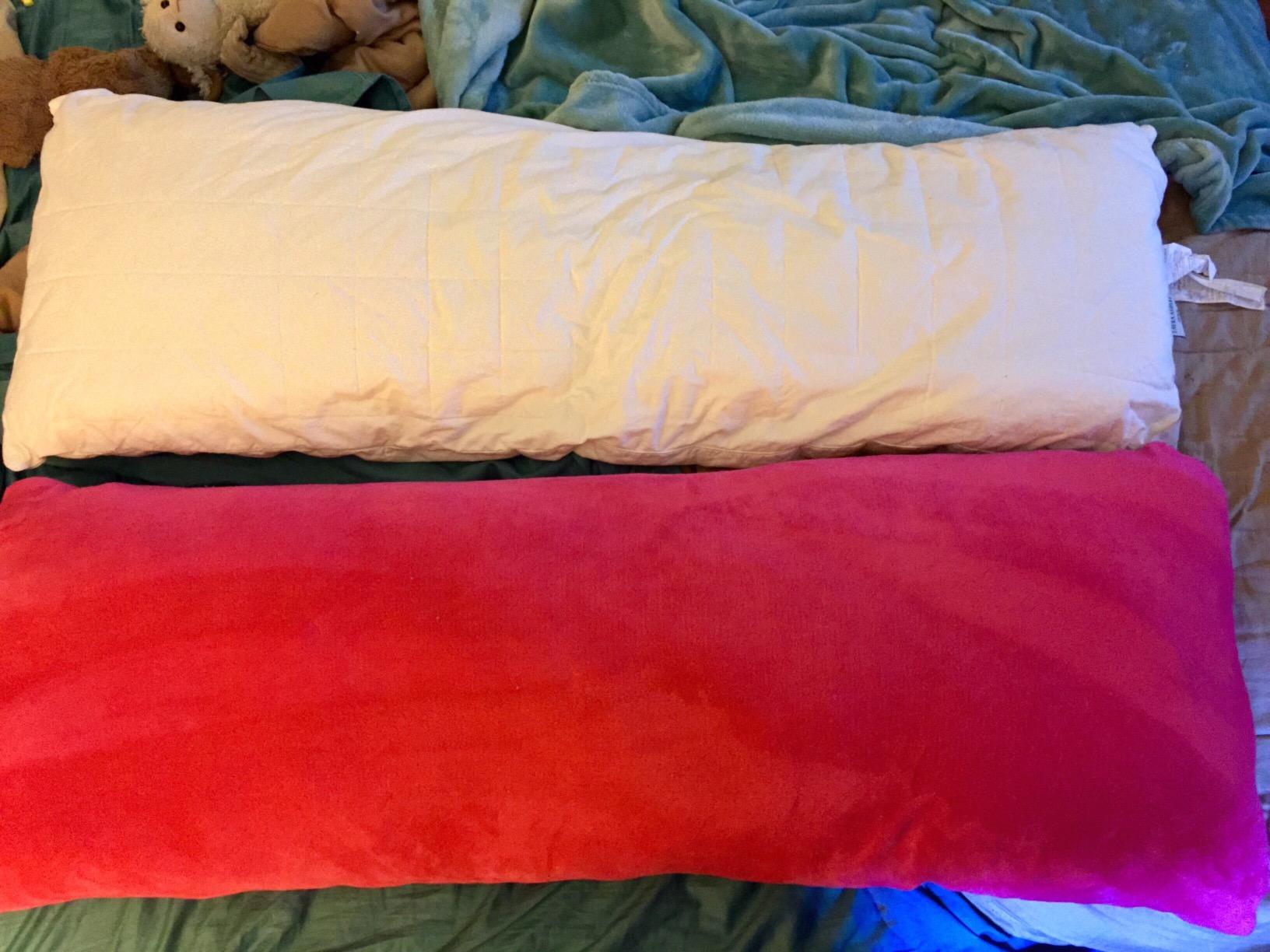 Snuggle-Pedic Body Pillow for Adults - Breathable, Full Body Pillow for Side Sleepers - Shredded Memory Foam Gel - Cooling Long Pillow Supports Legs, Belly & Hips - 20x54 White customer photo 1
