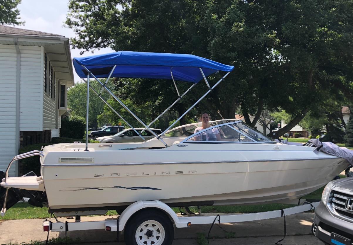 MSC 3 Bow 4 Bow Bimini Top Boat Cover, Waterproof Solution Dyed Polyester Made, 2 Support Poles & 4 Adjustable Straps Included customer photo 2