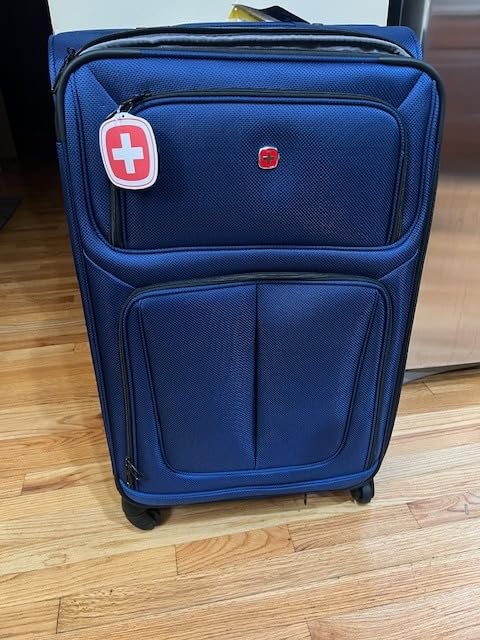 Sion Softside Expandable Spinner Luggage Durable Lightweight Travel Suitcase, Black, Checked-Large customer photo 2