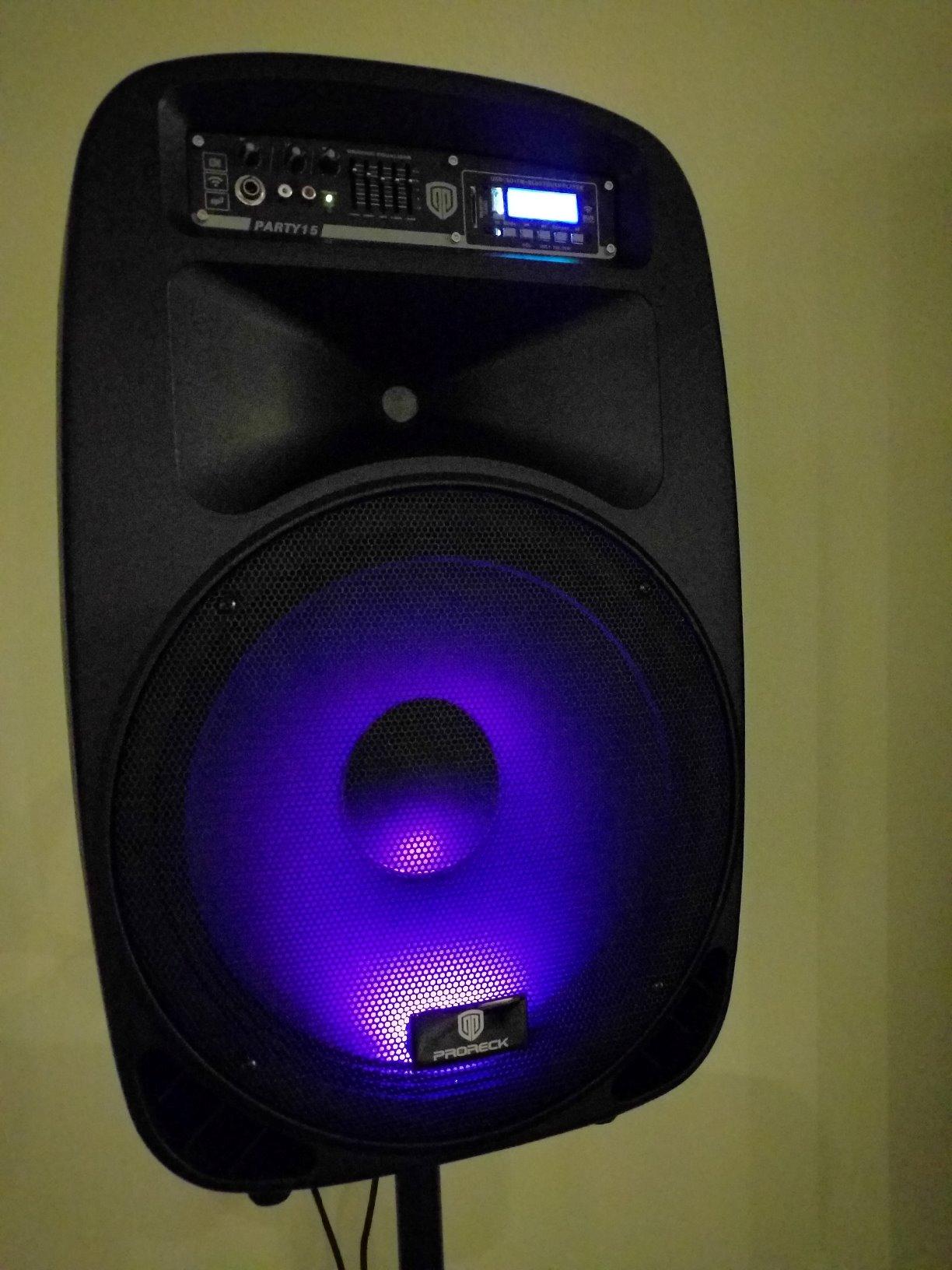 PRORECK Party 15 Portable 15-Inch 2000 Watt 2-Way Powered PA Speaker System Combo Set with Bluetooth/USB/SD Card/FM/Remote Control/LED Light for Indoor, Outdoor DJ Parties, Karaoke customer photo 1