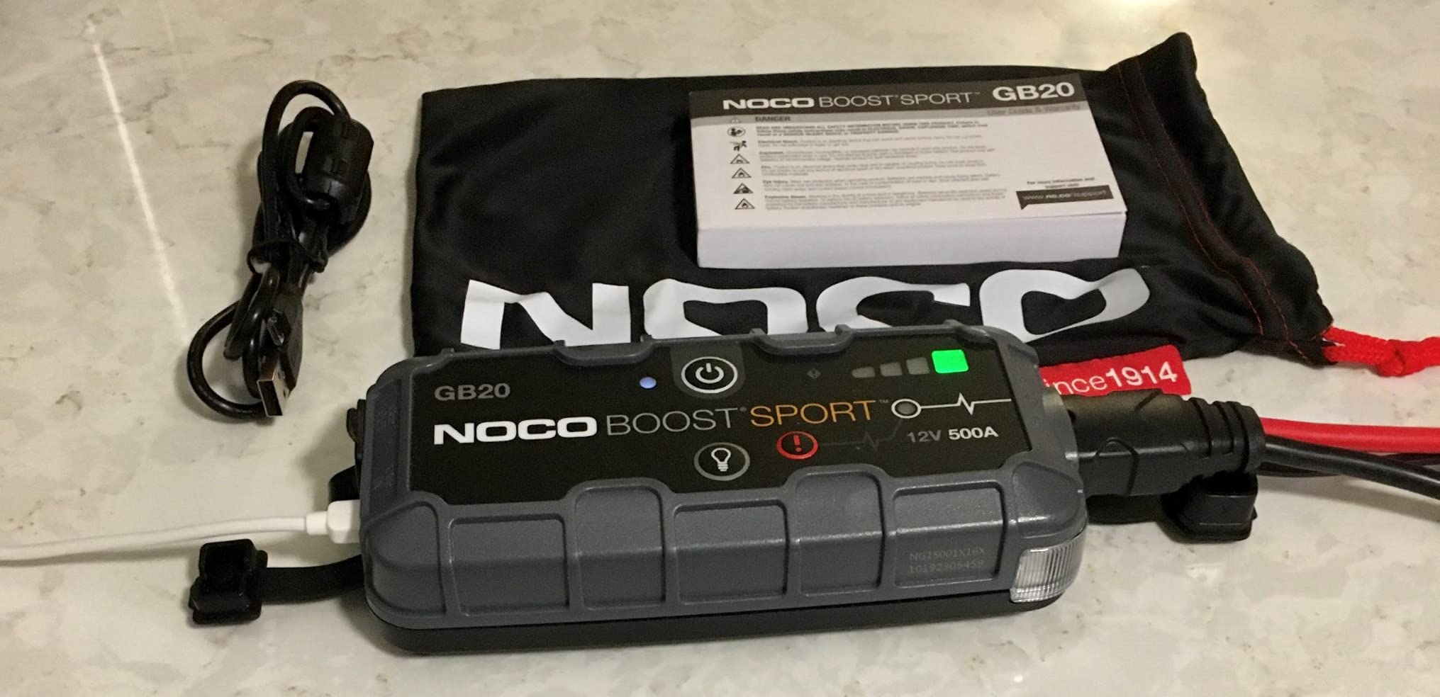 NOCO Boost GB20 500A UltraSafe Jump Starter, 12V Lithium Battery Booster | Spark-Proof & Reverse Polarity Protection, For Car, Truck, Motorcycle, SUV, Boat, ATV, RV, up to 4.0L Gas customer photo 1