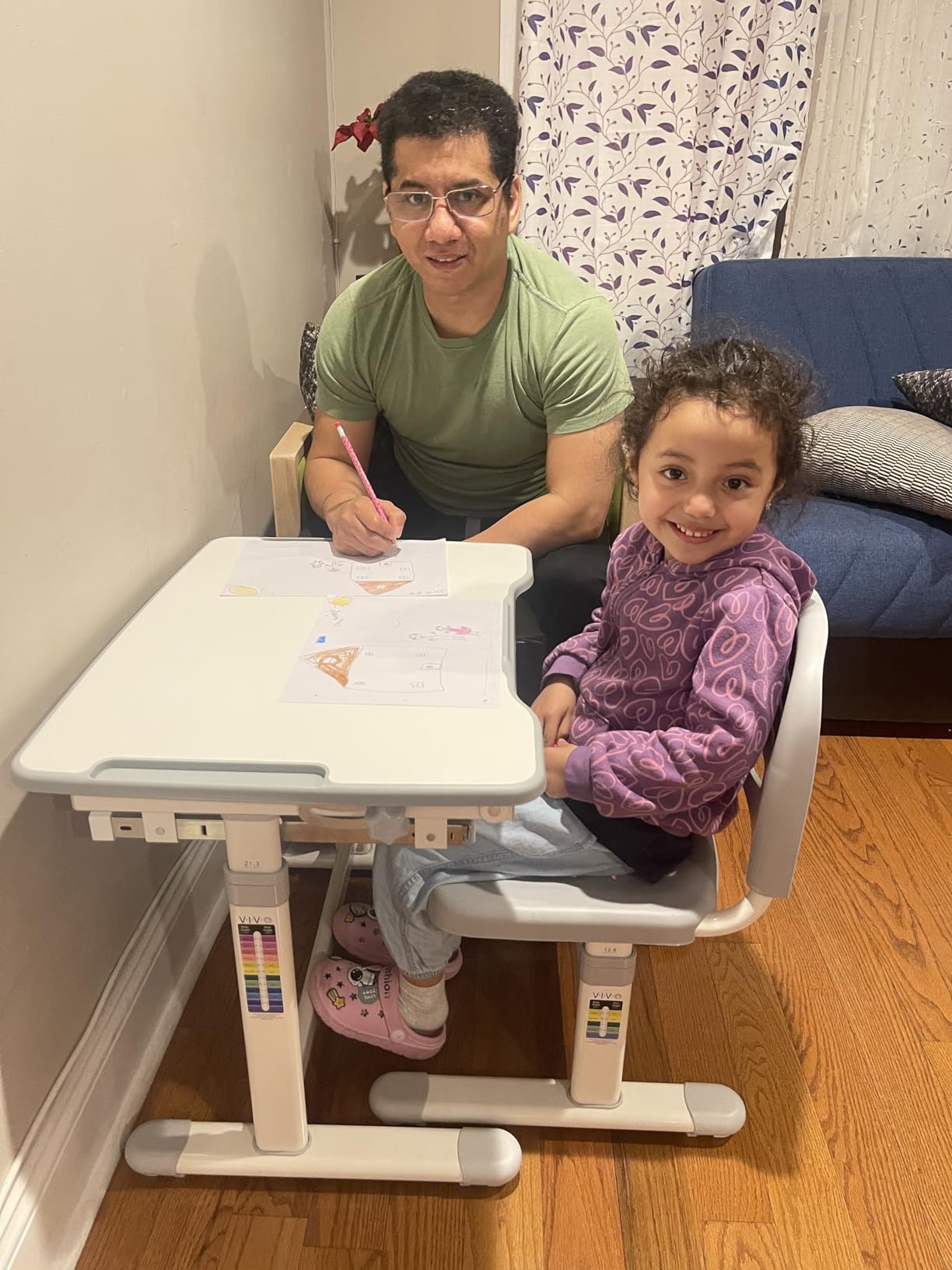 VIVO Gray Height Adjustable Childrens Desk and Chair Set | Kids Interactive Workstation customer photo 1