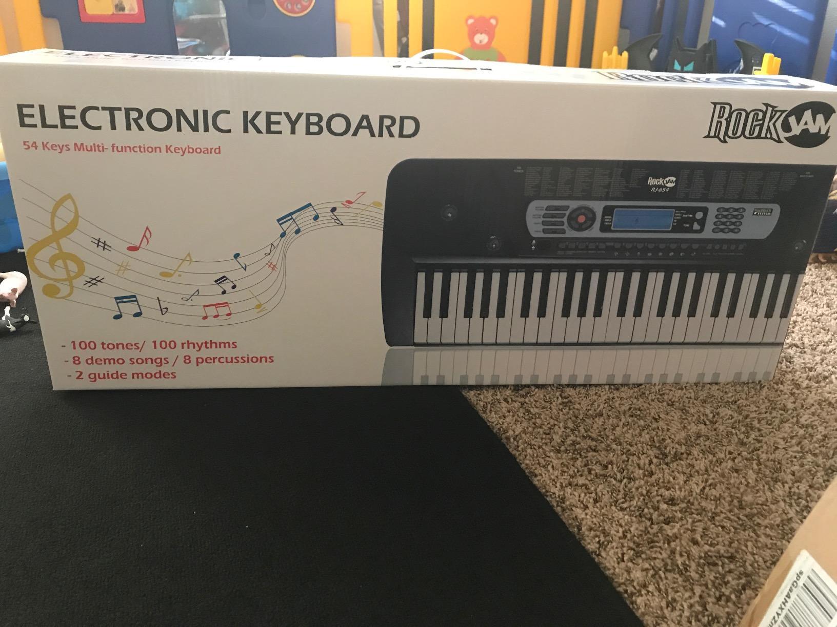 RockJam RJ654 54 Key Keyboard Piano for Beginners with Note Stickers | Beginner electric keyboard piano with 54 full size keys, battery or mains power, note stickers and lessons customer photo 1