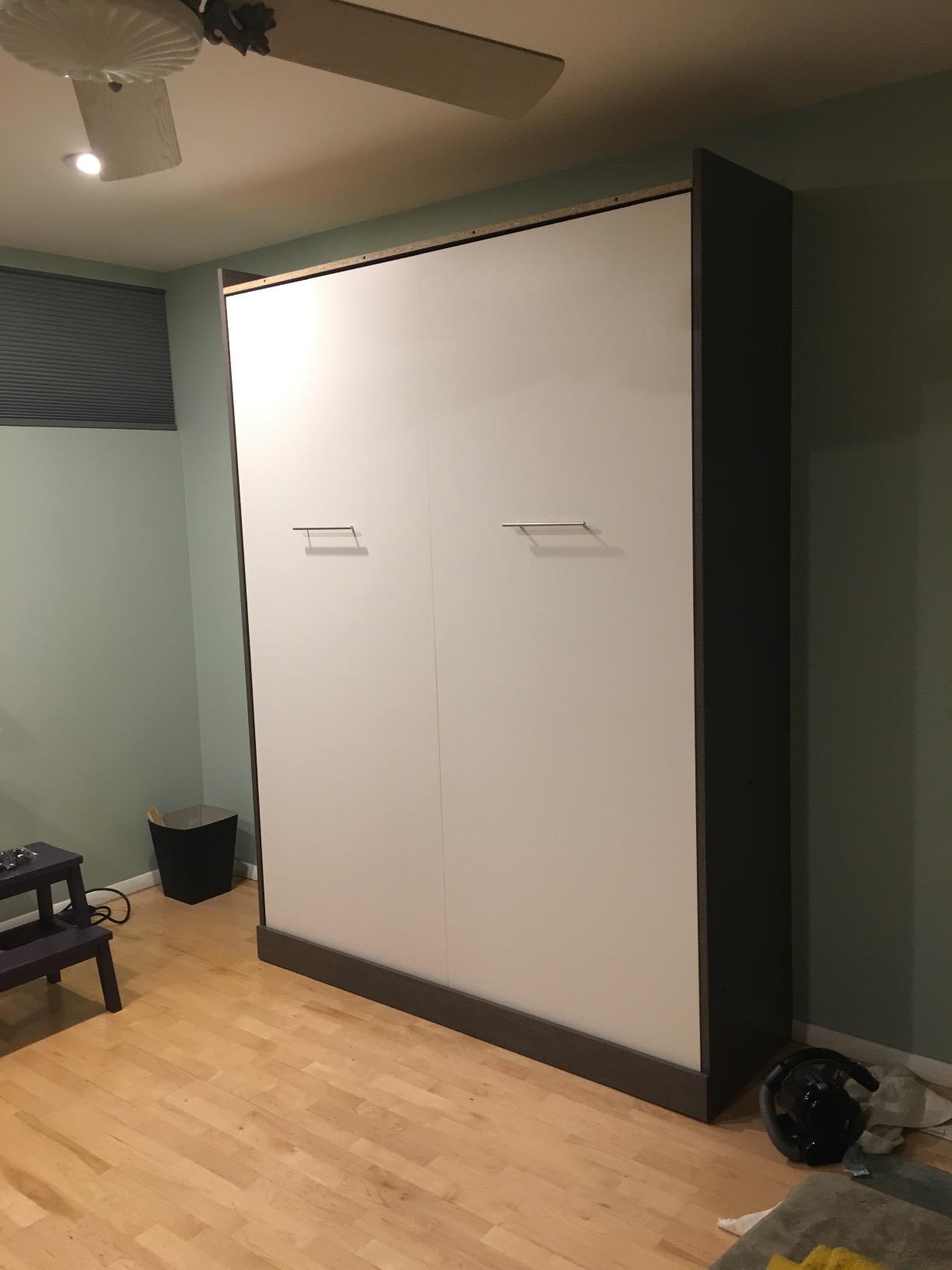 Bestar Queen Murphy Bed, White, Nebula, 65W | Supports up to 1000 lb; min. ceiling height 91.1 in.; dual piston mechanism; for guest room or multipurpose space customer photo 1