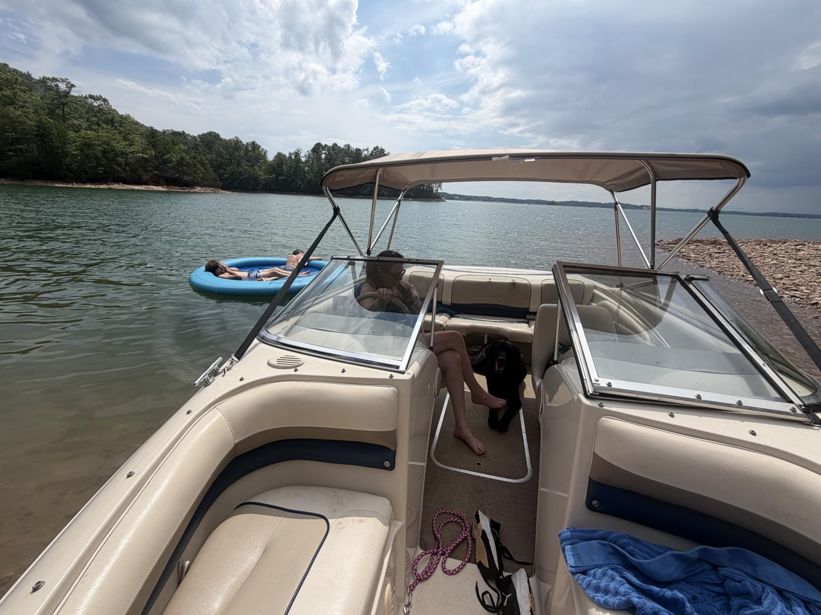 Leader Accessories 10 Colors 3-4 Bow Bimini Top for Boats Boat Canopy Cover | Pontoon Jon Boat Bimini Top Includes 4 Straps 2 Rear Support Poles Mounting Hardwares Storage Boot with 1