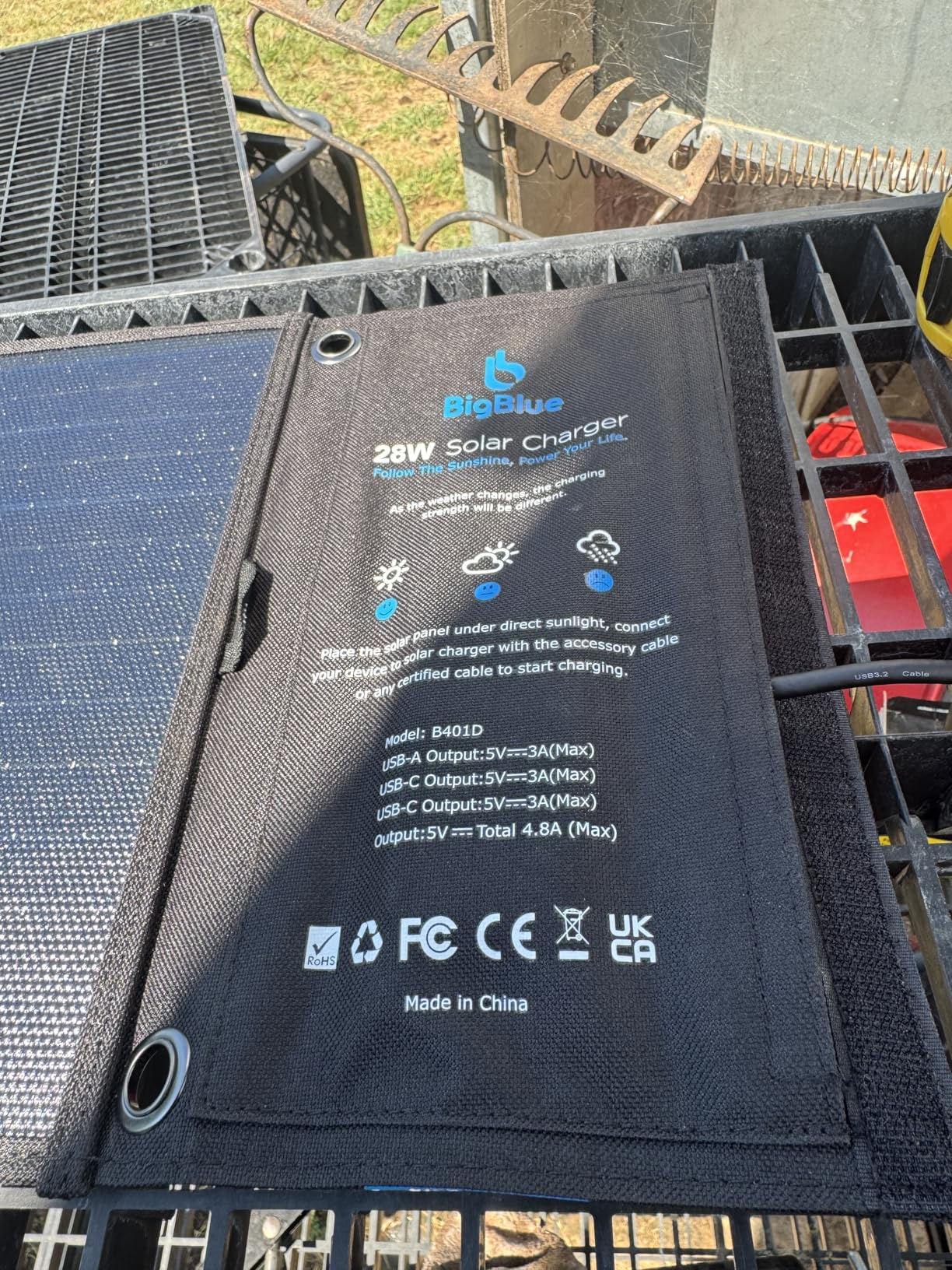 BigBlue 28W Solar Panel Charger with Dual USB-C and USB-A, Portable Solar Phone Charger for Camping, Hiking, Backpacking, Emergency Solar Charger for iPhone, iPad, Samsung Galaxy, Power Bank, GPS etc customer photo 2