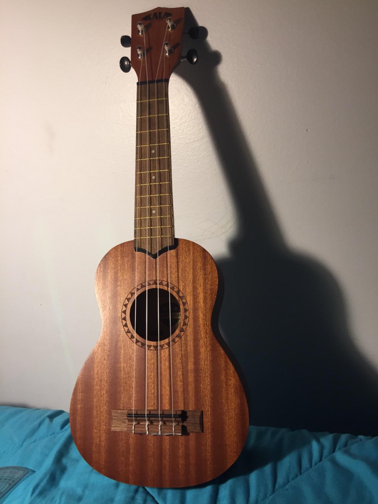 Official Kala Learn to Play Ukulele Soprano Starter Kit, Satin Mahogany - Includes online lessons, tuner app, and booklet (KALA-LTP-S) | Soprano Satin Mahogany Ukulele, Aquila Strings, Graphtech Nubone Nut and Saddle, With Clip-on Tuner customer photo 1
